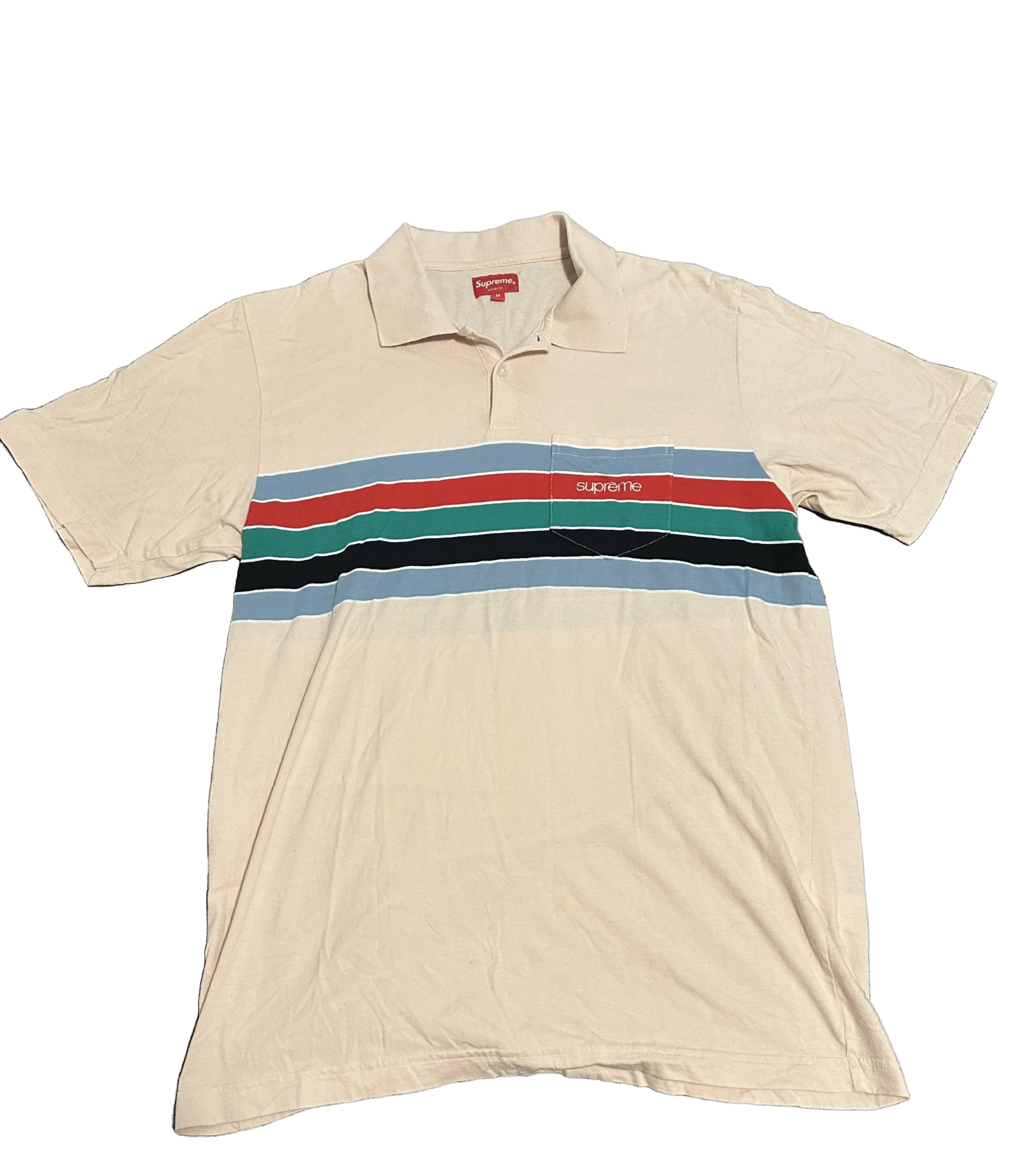 image of Supreme Chest Stripes Polo in Light Pink, Men's (Size Medium)