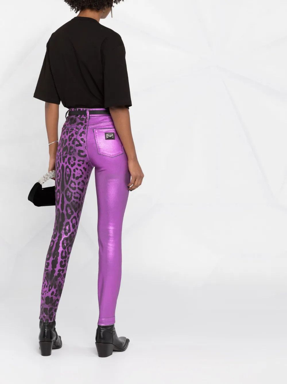 Dolce & Gabbana o1y0925 Leopard-Print Casual Pant in Purple/Black Size 32" / US 10 / IT 46 - 3 Thumbnail