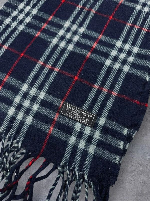 Burberry Vintage szalik Burberry full pattern granatowy wełniany Size ONE SIZE - 6 Thumbnail