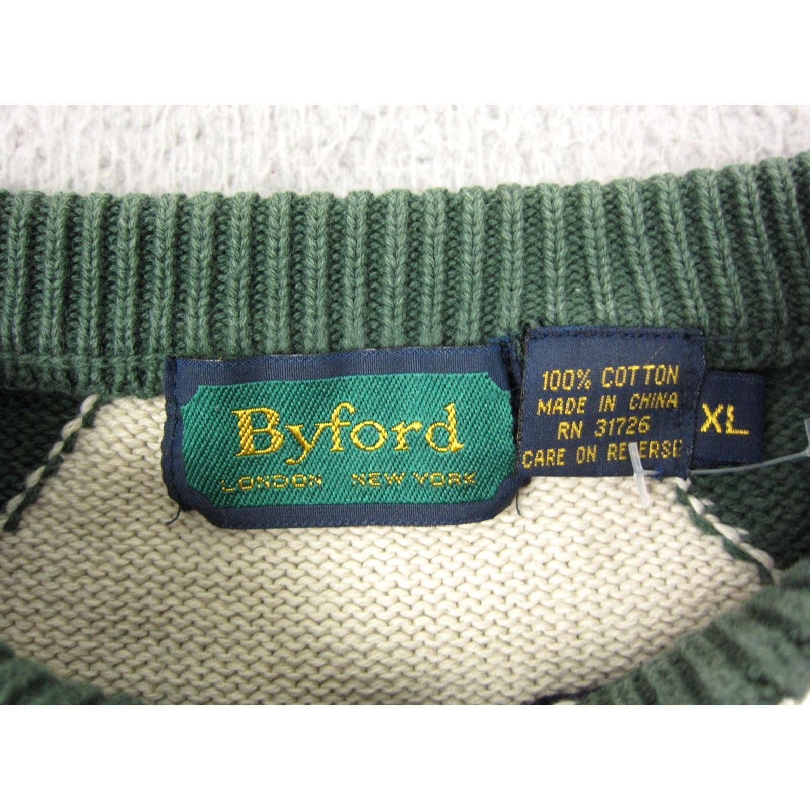 Vintage VINTAGE Byford Sweater Mens XL Brown Diamonds 90s Pullover Knit Crew Neck Made for Casual Winter Fall Spring Mens Size US XL / EU 56 / 4 - 4 Thumbnail