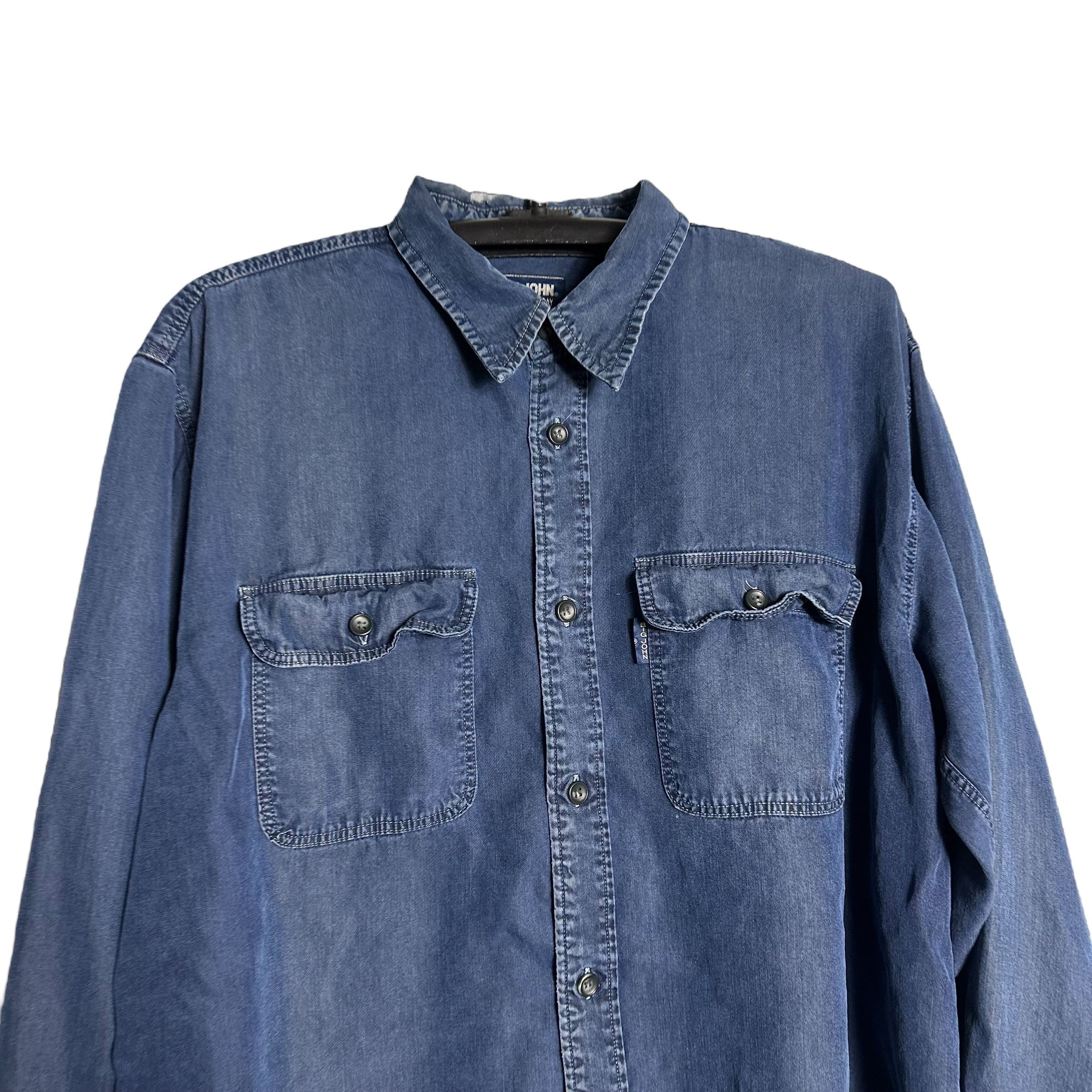 Big John 🔥RARE🔥Vintage Big John Classic Cotton Chambray Shirt Size US L / EU 52-54 / 3 - 2 Thumbnail