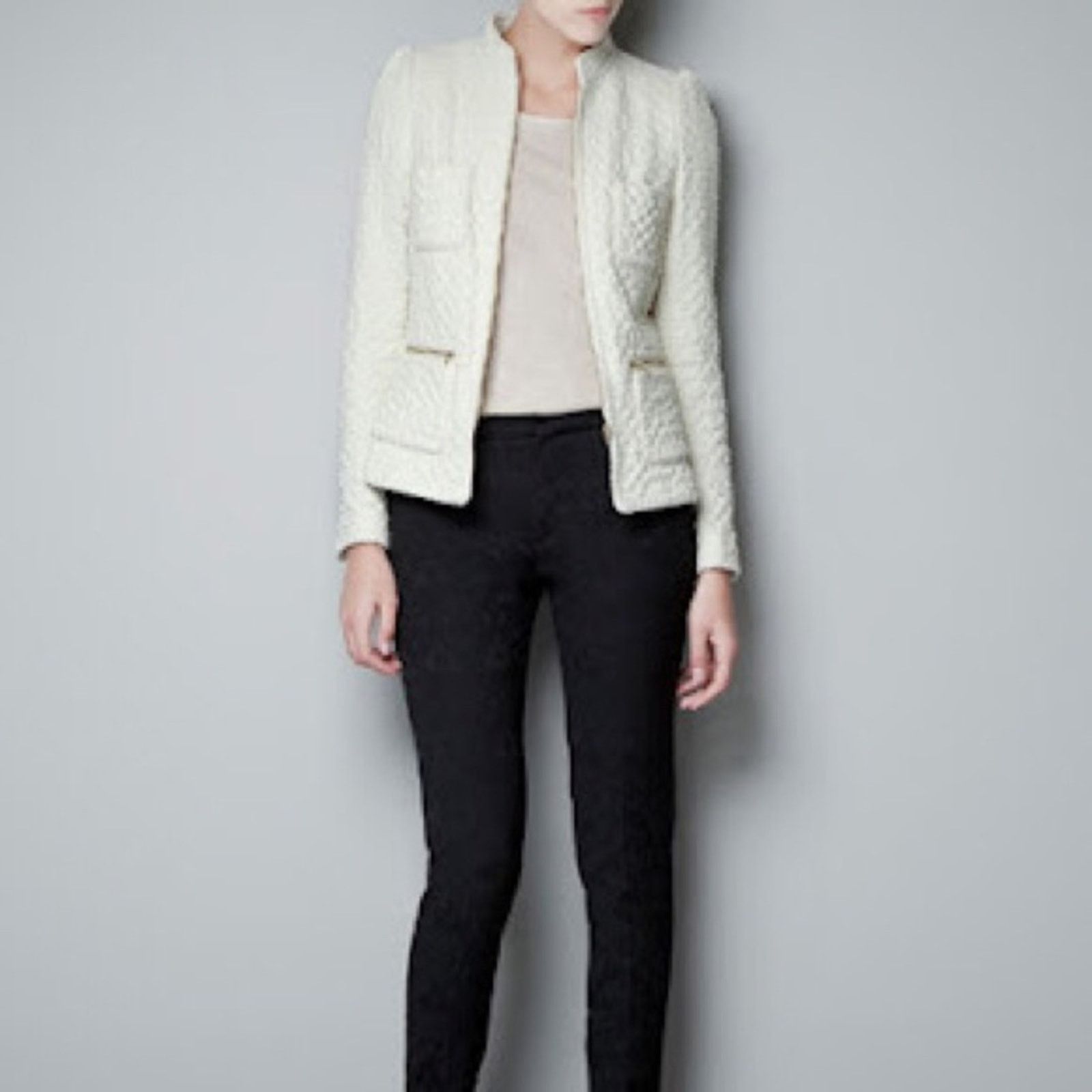 Zara Zara Basic Moroccan Cream Wool Jacket Twee Retro Glam Small Size S / US 4 / IT 40 - 2 Thumbnail