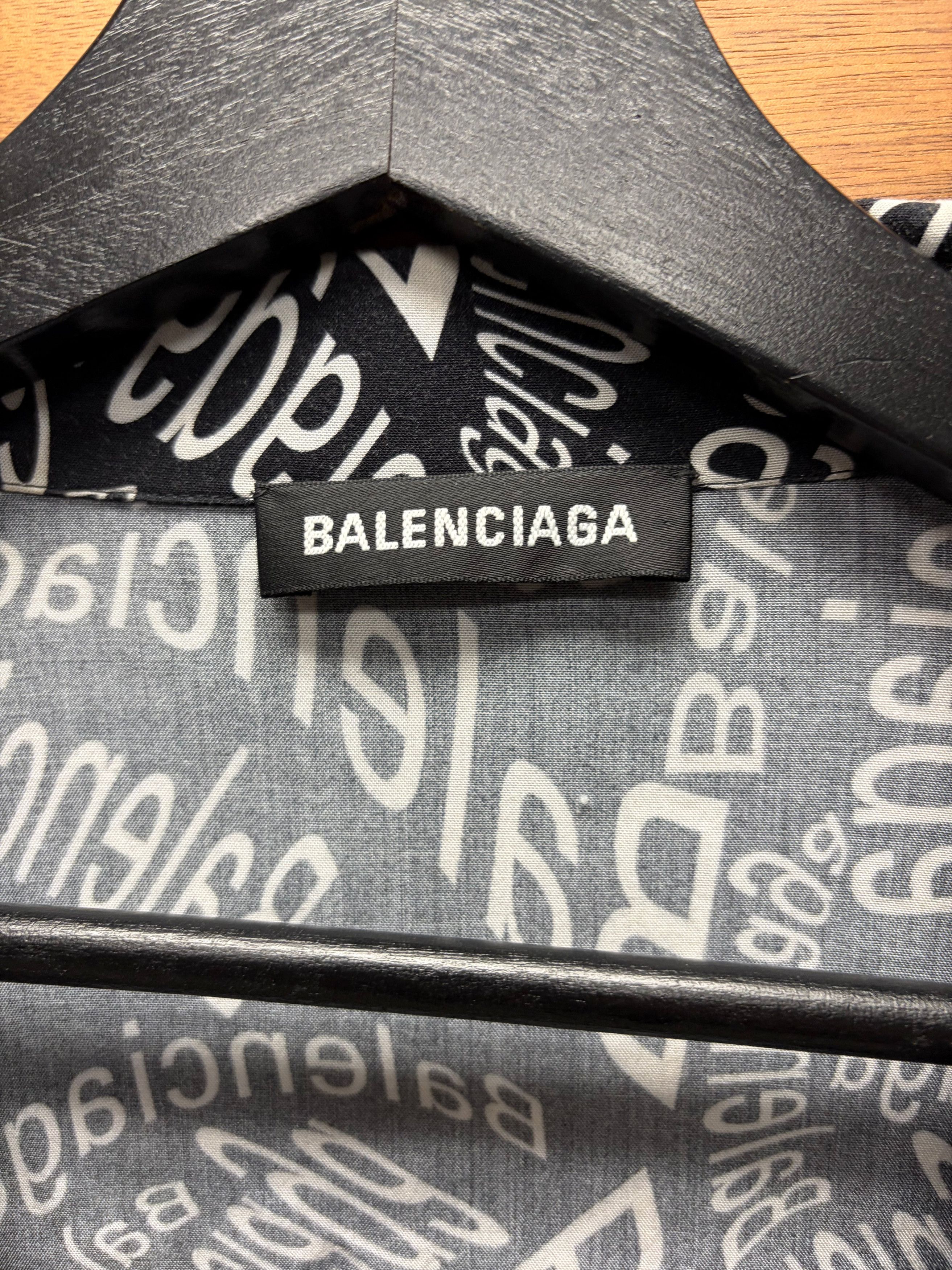 Balenciaga Balenciaga ‘All Over Logo’ Black Button Down Shirt Size US M / EU 48-50 / 2 - 3 Thumbnail