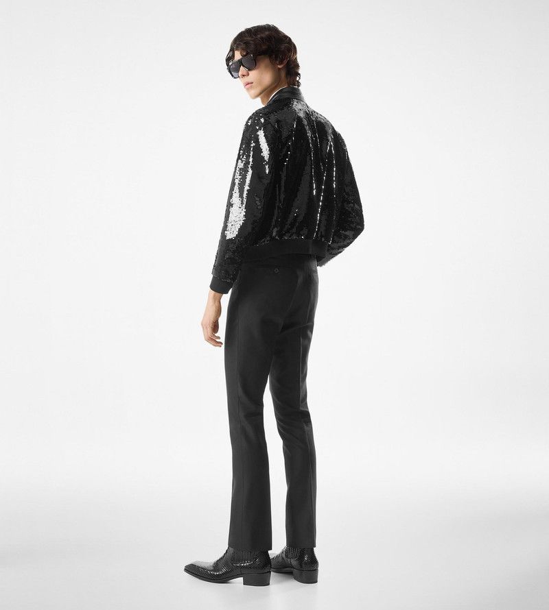 Tom Ford o1sm1stk0326 Sequin Embroidered Leather Biker Blouson Jacket Size US L / EU 52-54 / 3 - 3 Thumbnail