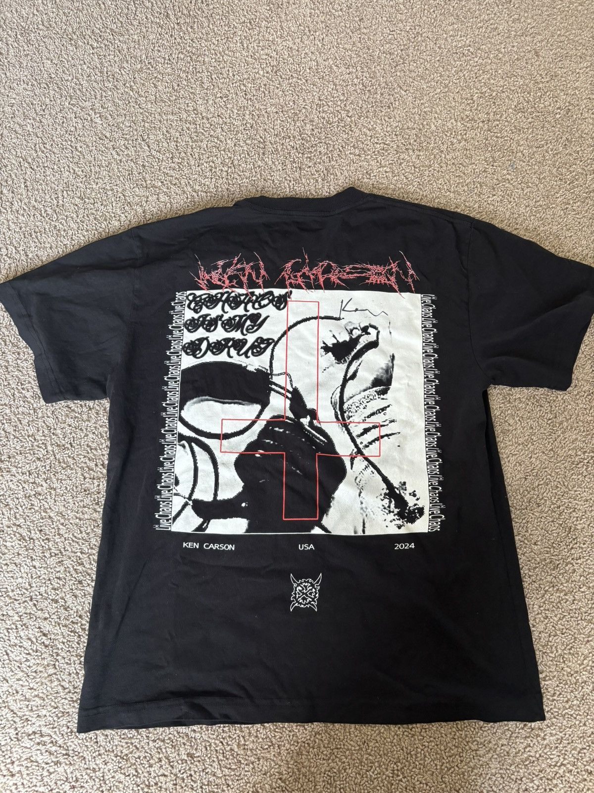 Ken Carson SINGED ken carson chaos bat tee Size US M / EU 48-50 / 2 - 2 Thumbnail