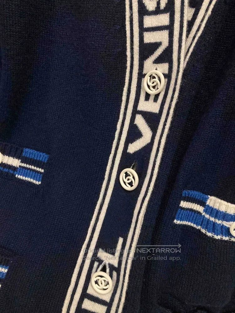 Chanel Chanel Long cardigan with blue and white letters coat Size XS / US 0-2 / IT 36-38 - 4 Thumbnail