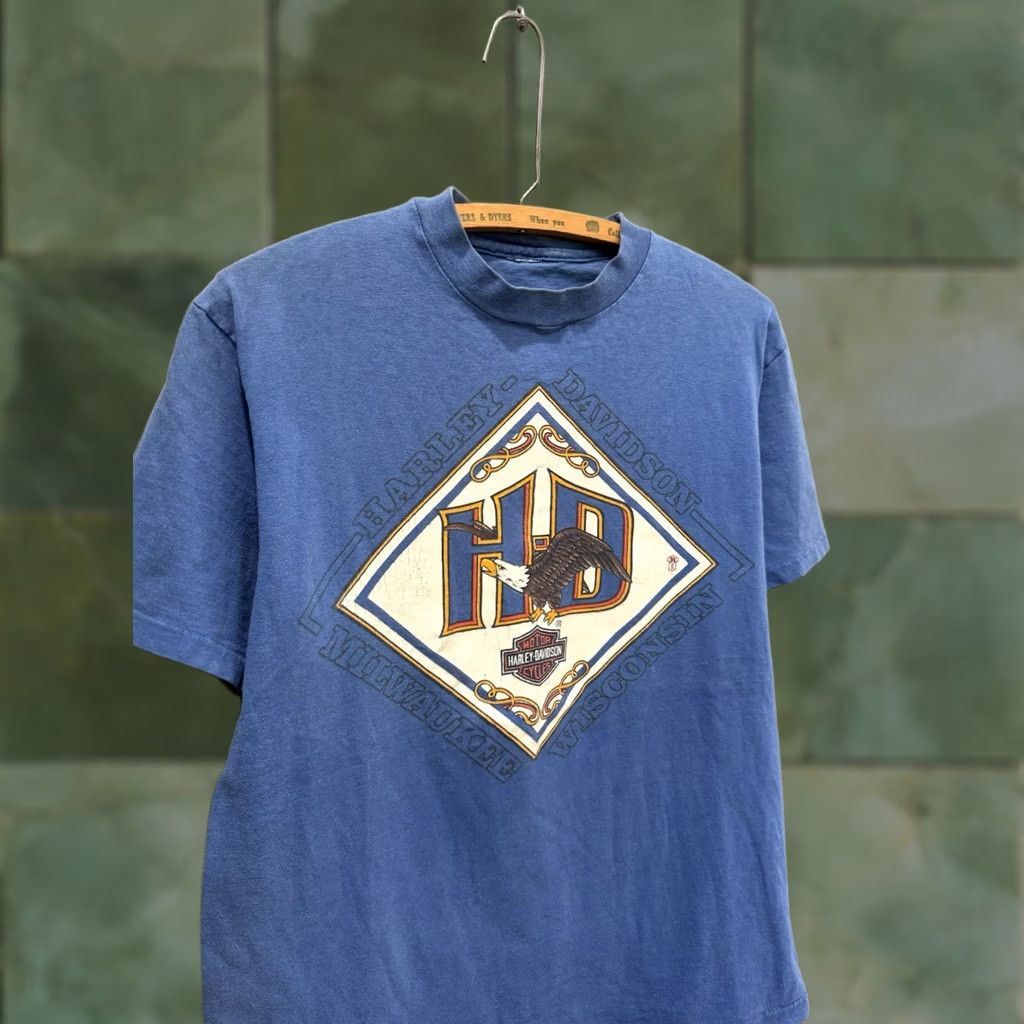 Harley Davidson VINTAGE Harley-Davidson USA Tee Shirt Blue Cotton Men’s T-Shirt Medium M Shirts Shirt USA Mens Blue Harley Davidson 80s Size US M / EU 48-50 / 2 - 1 Thumbnail
