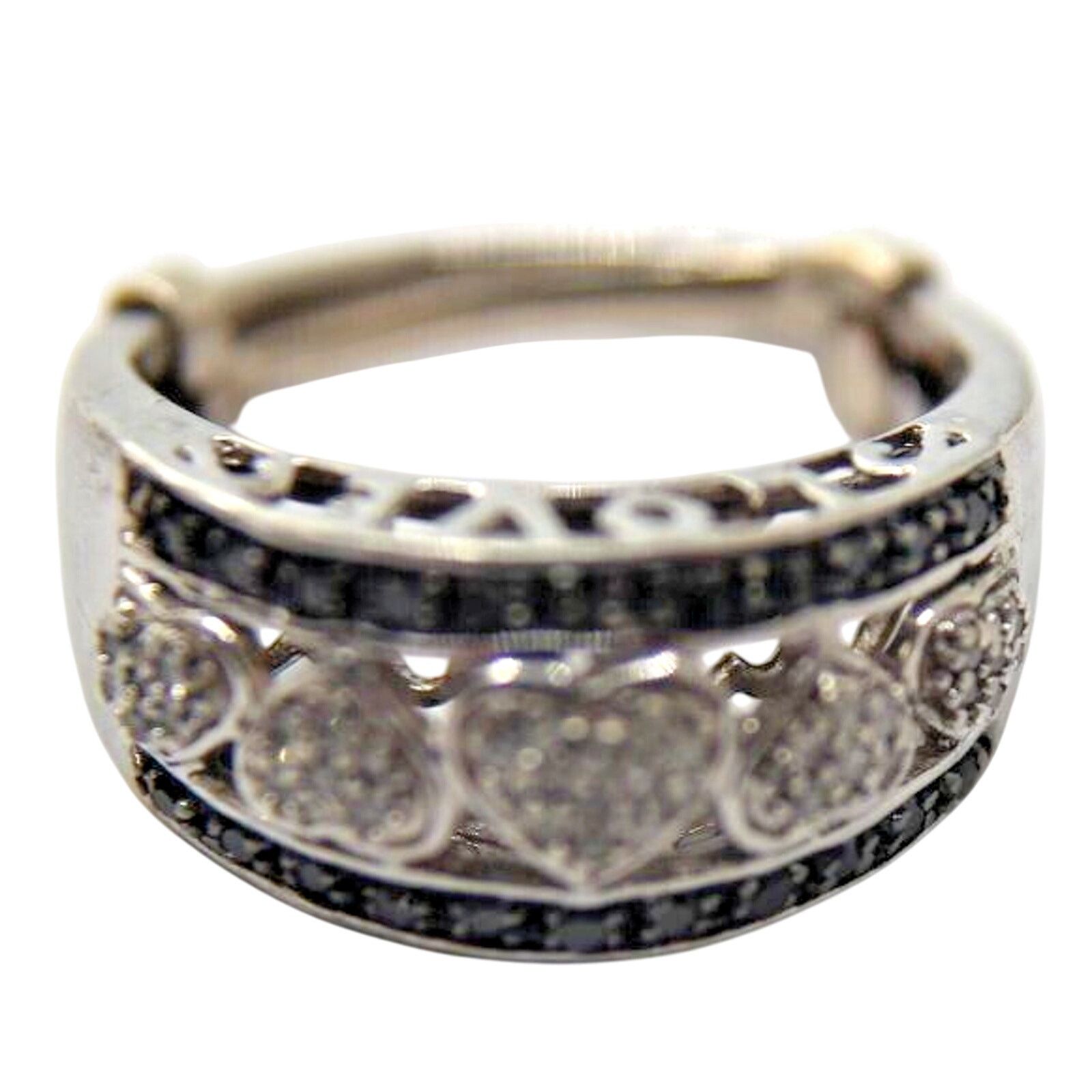 Other LOVE Ring 925 • Diamond Hearts • Sapphire Edge • Size 6 or 5 Size ONE SIZE - 5 Thumbnail