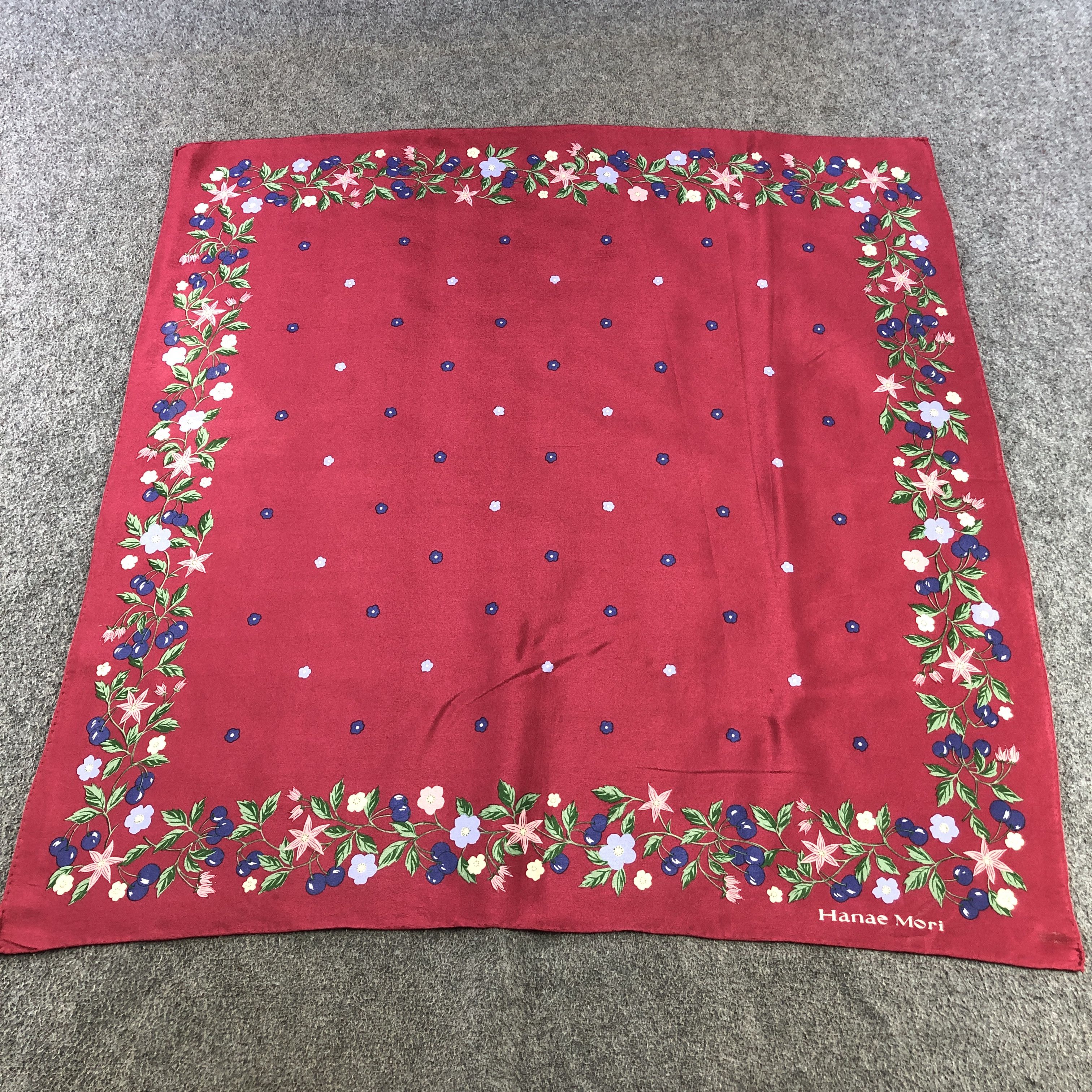 Hanae Mori Vintage Hanae Mori Floral Hand Rolled Silk Scarf M1321 Size ONE SIZE - 2 Thumbnail