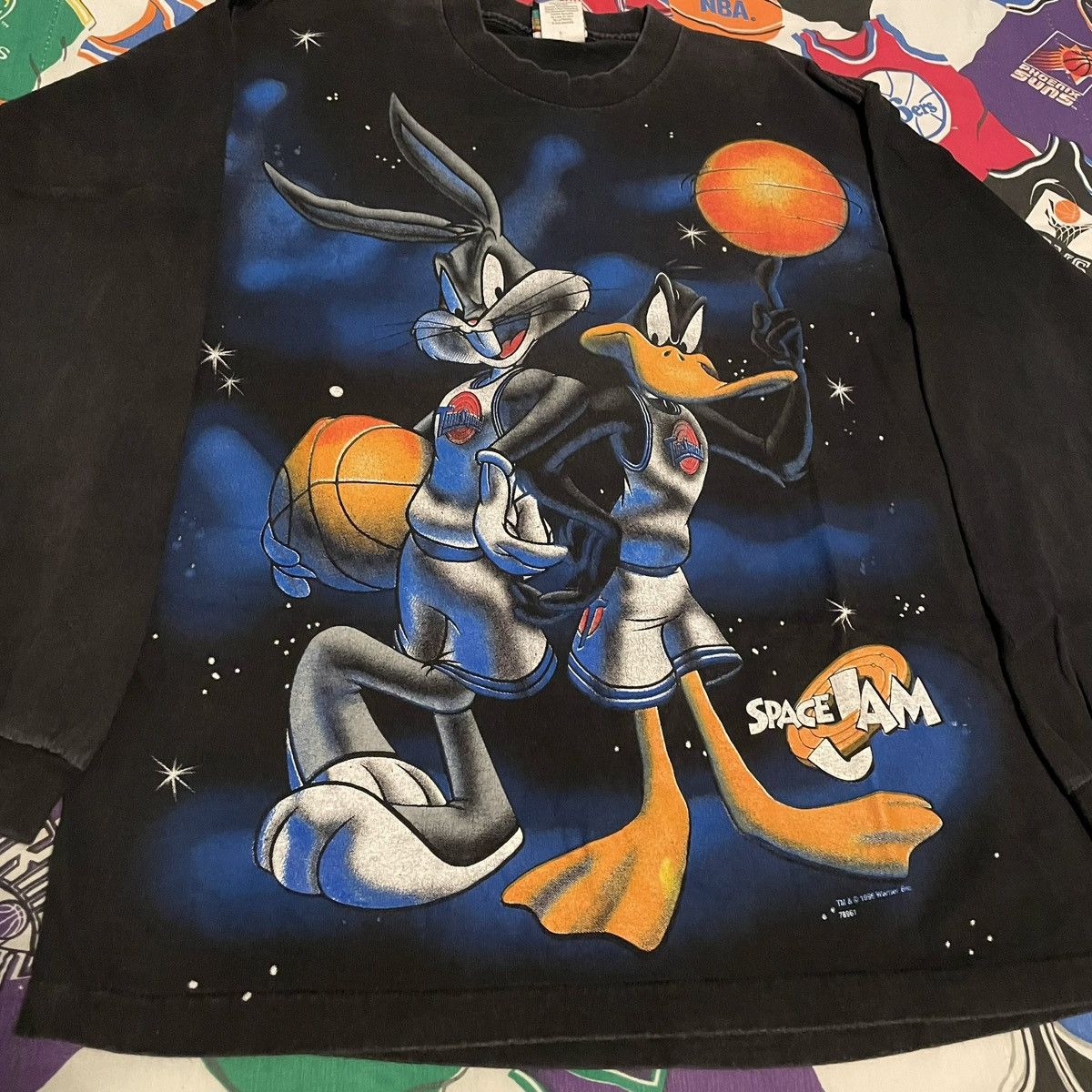 NBA × Vintage Vintage 1996 Space Jam Movie Promo Basketball LS Tee Size US M / EU 48-50 / 2 - 3 Thumbnail