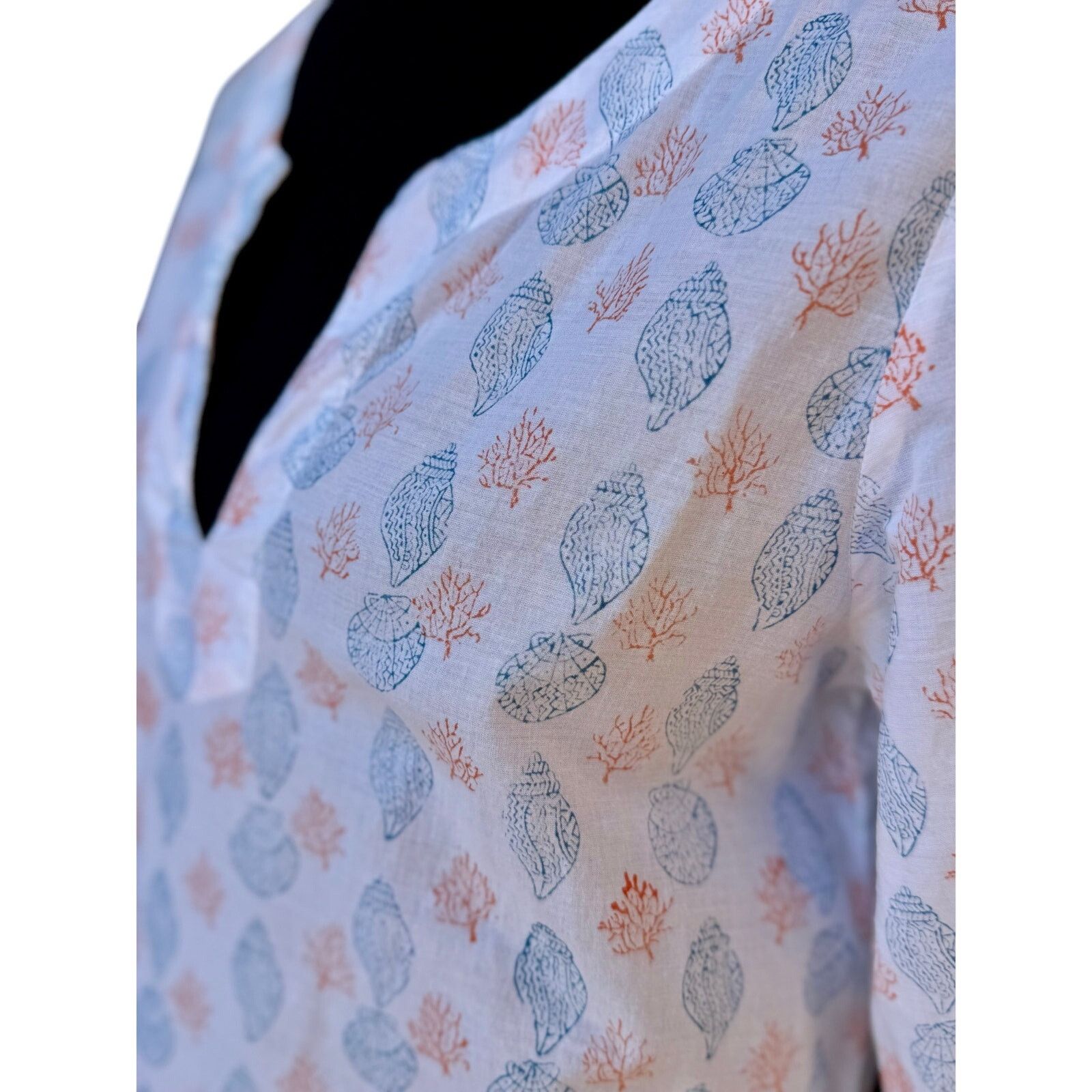 Resort Corps Pomegranate Resort Swimsuit Cover-Up – Coral & Blue, Size M Size M / US 6-8 / IT 42-44 - 4 Thumbnail