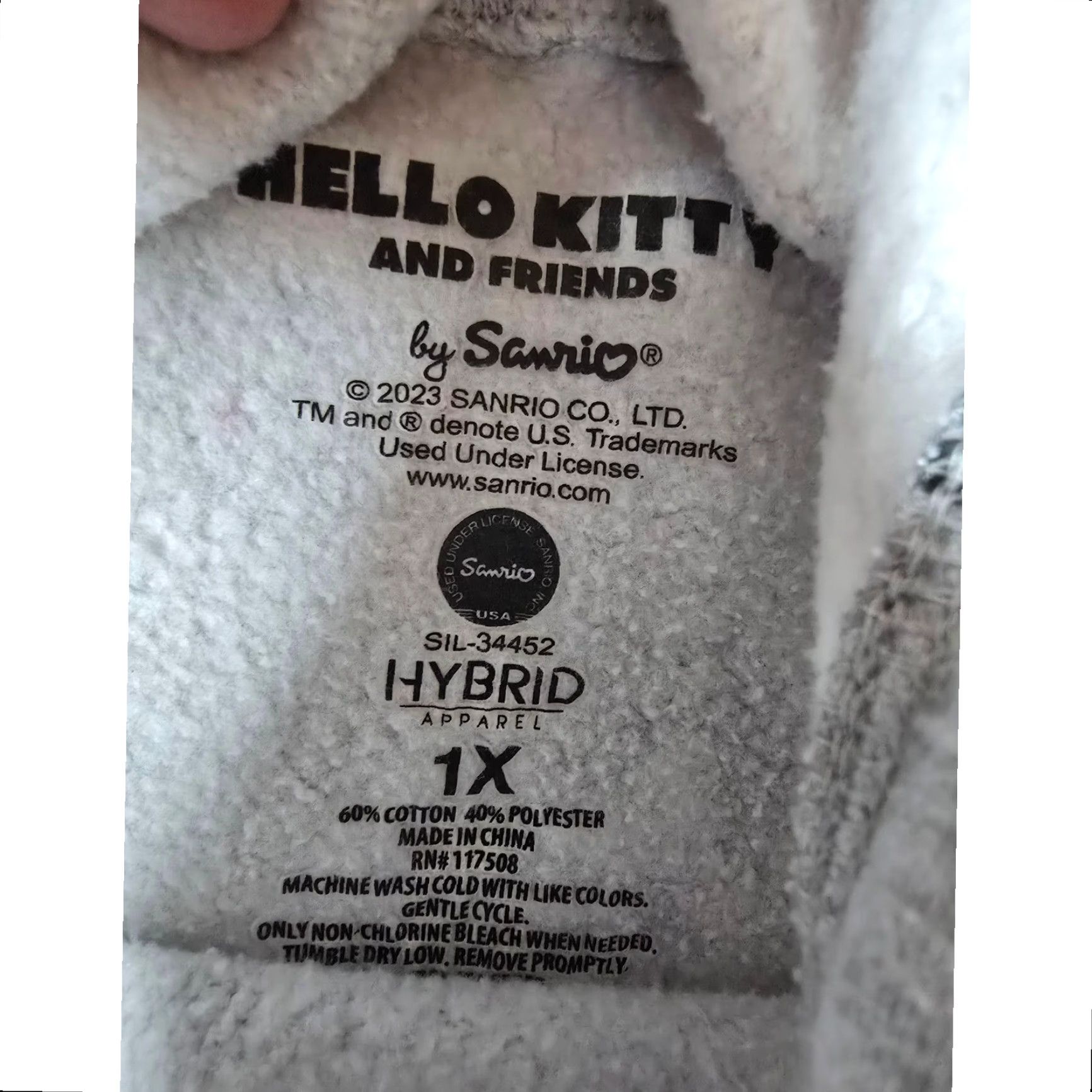 Vintage Hello Kitty And Friends Hoodie Womens 1X Gray All Over Print Fits Small Read Size XL / US 12-14 / IT 48-50 - 2 Thumbnail