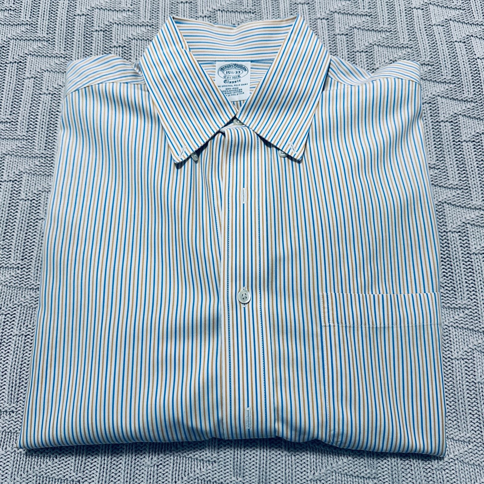 Brooks Brothers Brooks Brothers blue and gold striped Classic button down Size US M / EU 48-50 / 2 - 1 Thumbnail