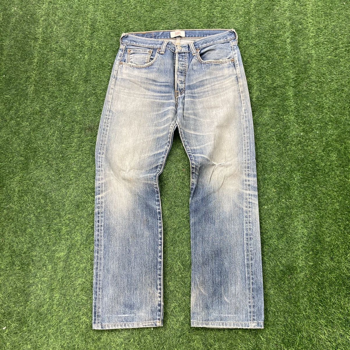 image of Distressed Denim x Levis Levi’S 501 Distressed Jeans in Blue, Men's (Size 33)