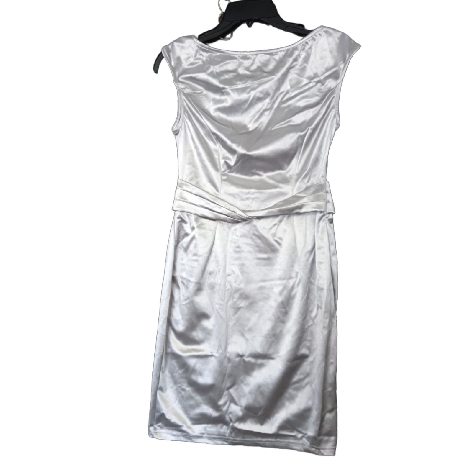 Vintage Dress Women's M Metallic Gray Ruched Party Midi Sleeveless Wrap Belt - Unbranded - Sheath - Regular - Gray - Dress Size M / US 6-8 / IT 42-44 - 1 Thumbnail