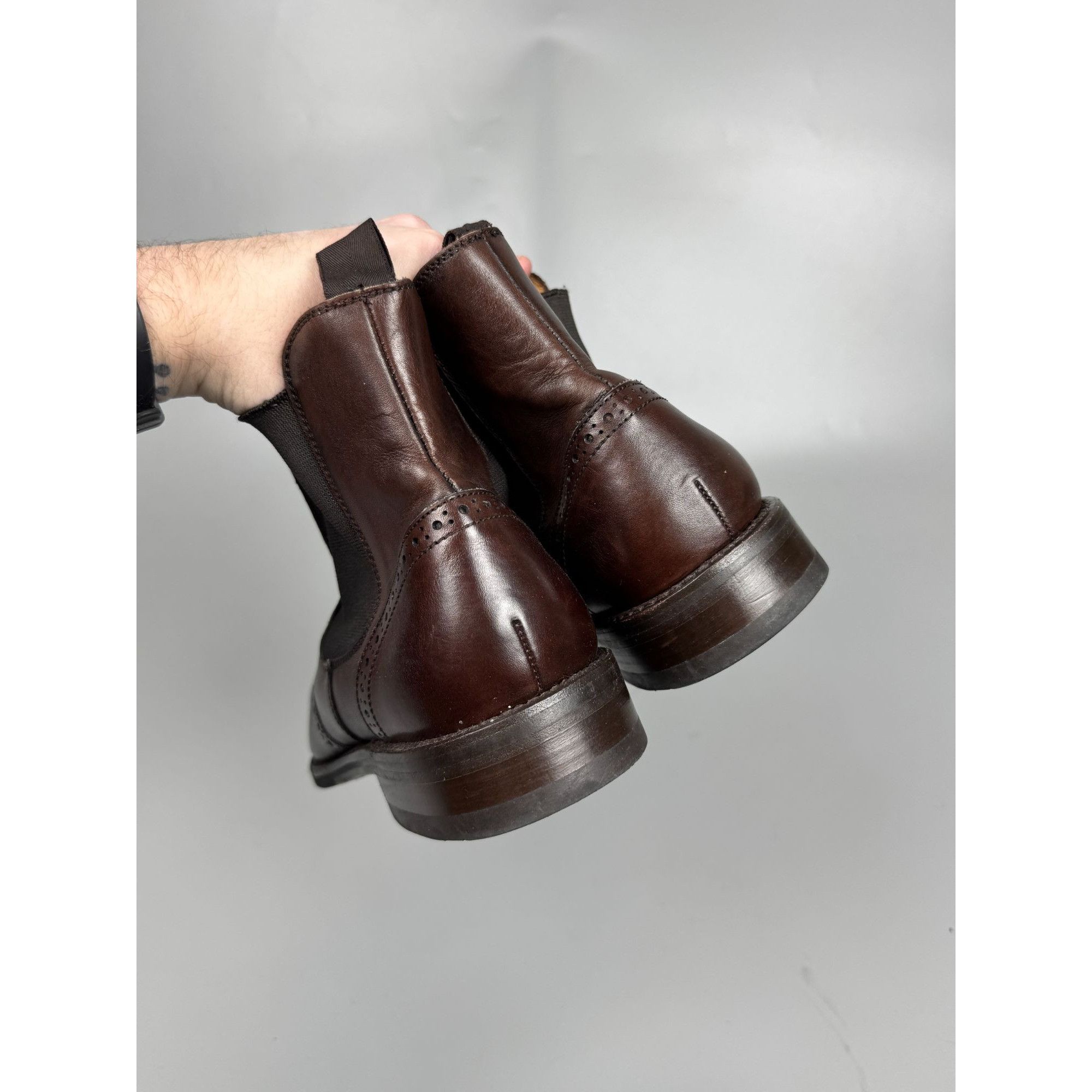 Berwick 1707 Berwick-1707 Brown Leather Square Toe Chelsea Boots (Y1173) Size US 9 / EU 42 - 6 Thumbnail