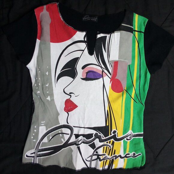 Other Vintage Paris Yan Master France AOP Blouse T-Shirt Size M / US 6-8 / IT 42-44 - 1 Thumbnail