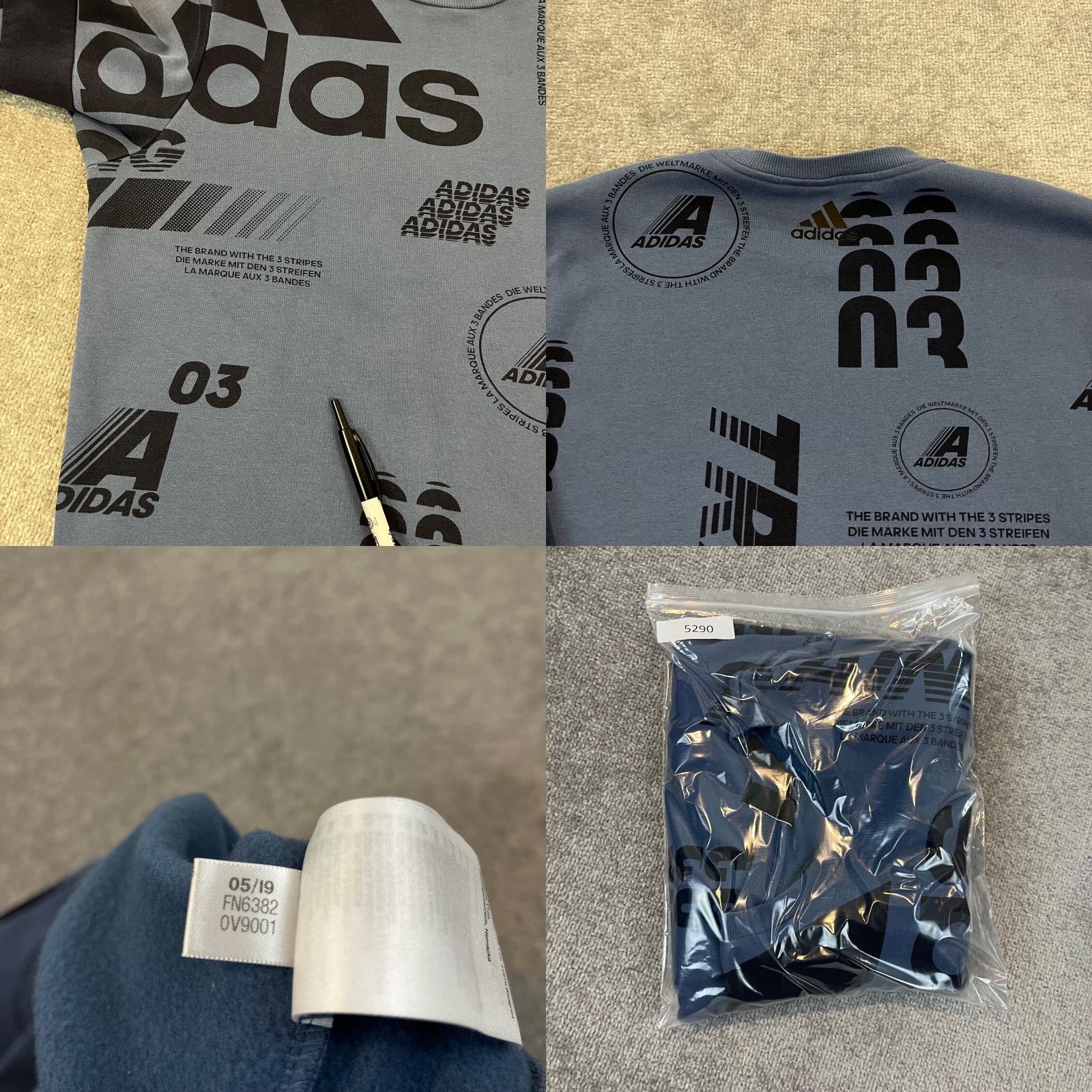 Adidas ADIDAS Pullover Mens Large Blue Pullover Post Game Crewneck Sweatshirt All Over Size US L / EU 52-54 / 3 - 8 Thumbnail