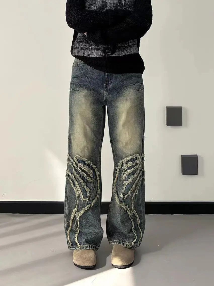 Designer × Japanese Brand Retro casual heavy crafts distressed washed straight jeans Size US 30 / EU 46 - 1 Thumbnail