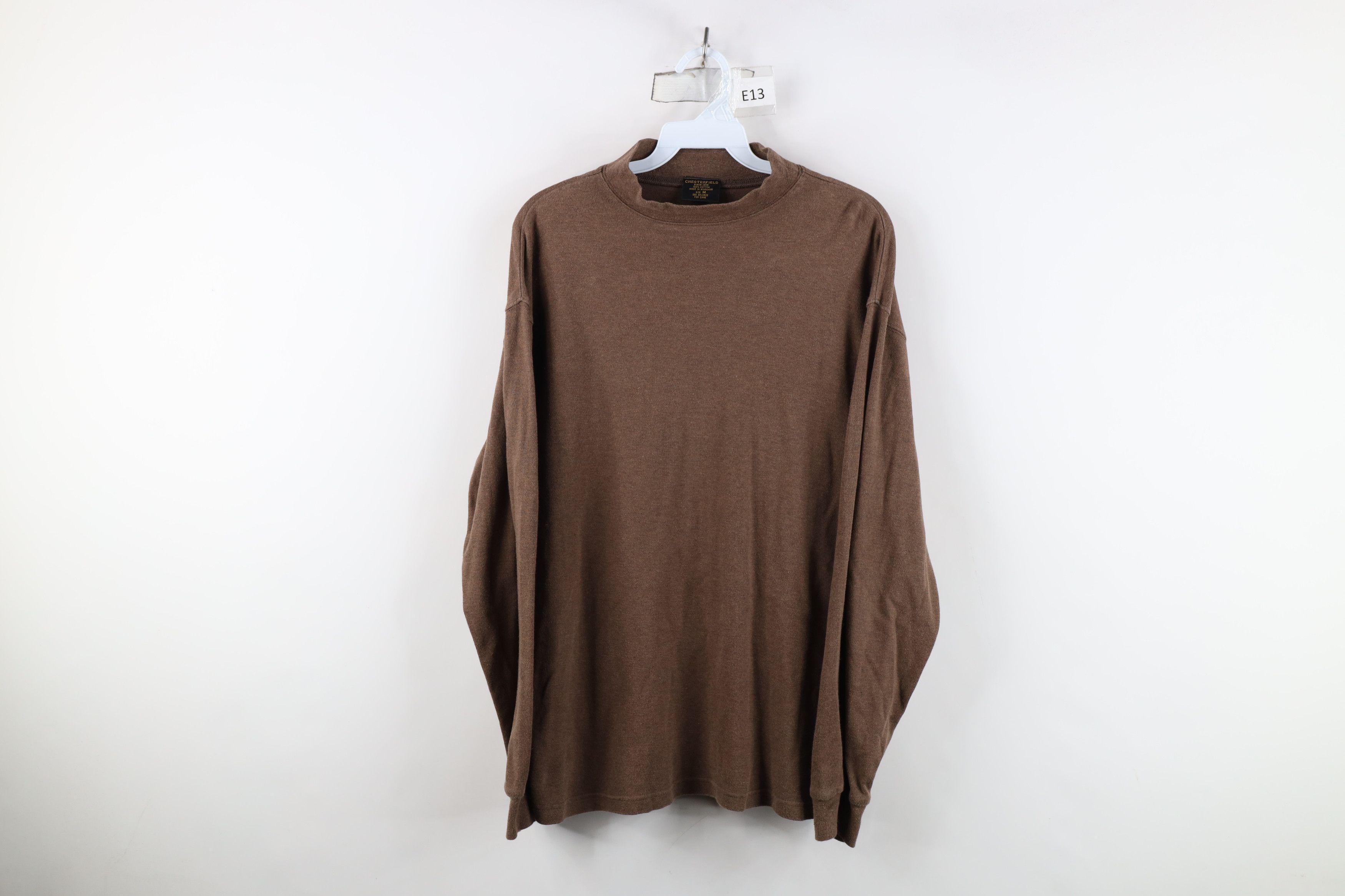 Vintage Vintage 90s Streetwear Mock Neck Long Sleeve T-Shirt Brown Size US M / EU 48-50 / 2 - 1 Thumbnail