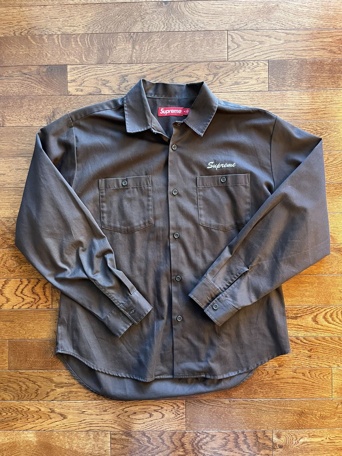 supreme american psycho work shirt brown