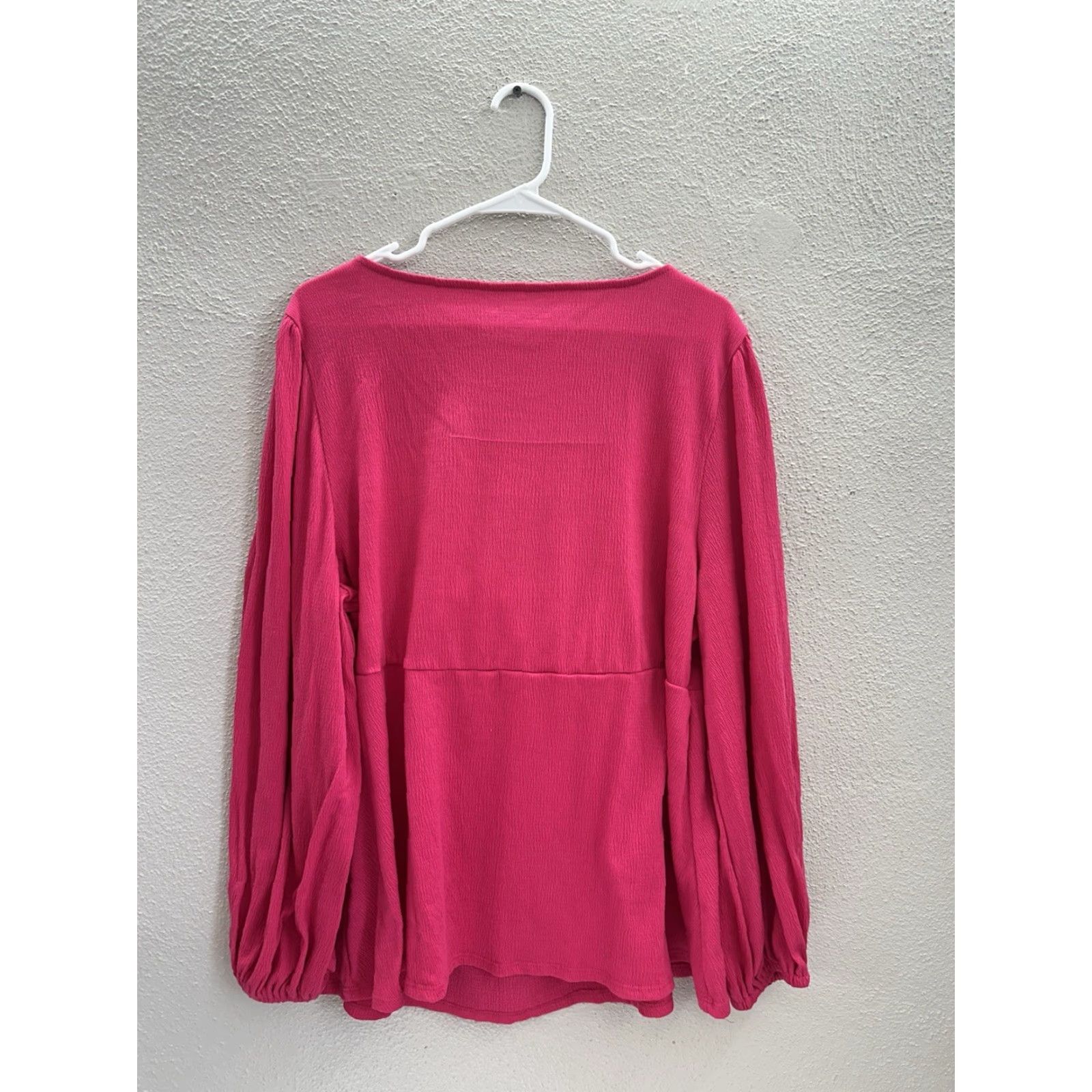 Vintage Ava & Viv Womens Shirt 2X Pink Long Sleeve Knot Front Blouse Shirt Ballon Sleeve Casual Knit Regular Plus Tops Mens Womens? Size XXL / US 16-18 / IT 52-54 - 5 Thumbnail