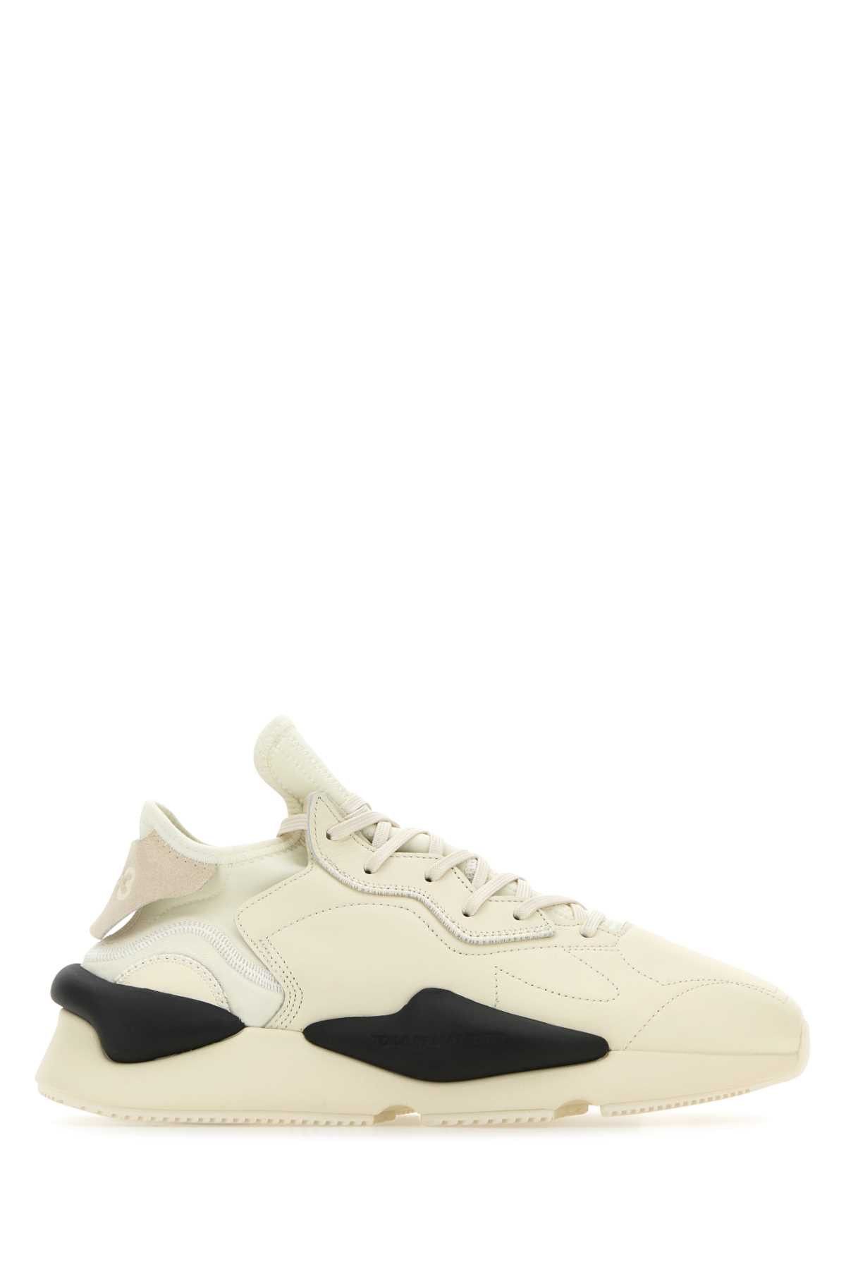 image of Y 3 Sand Fabric And Leather Y-3 Kaiwa Sneakers in White, Men's (Size 11)