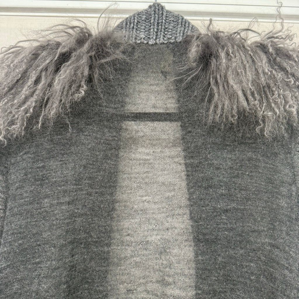Vera Wang Women's Vera Wang Gray Fur Trim Cardigan Sweater Size L Size L / US 10 / IT 46 - 8 Thumbnail