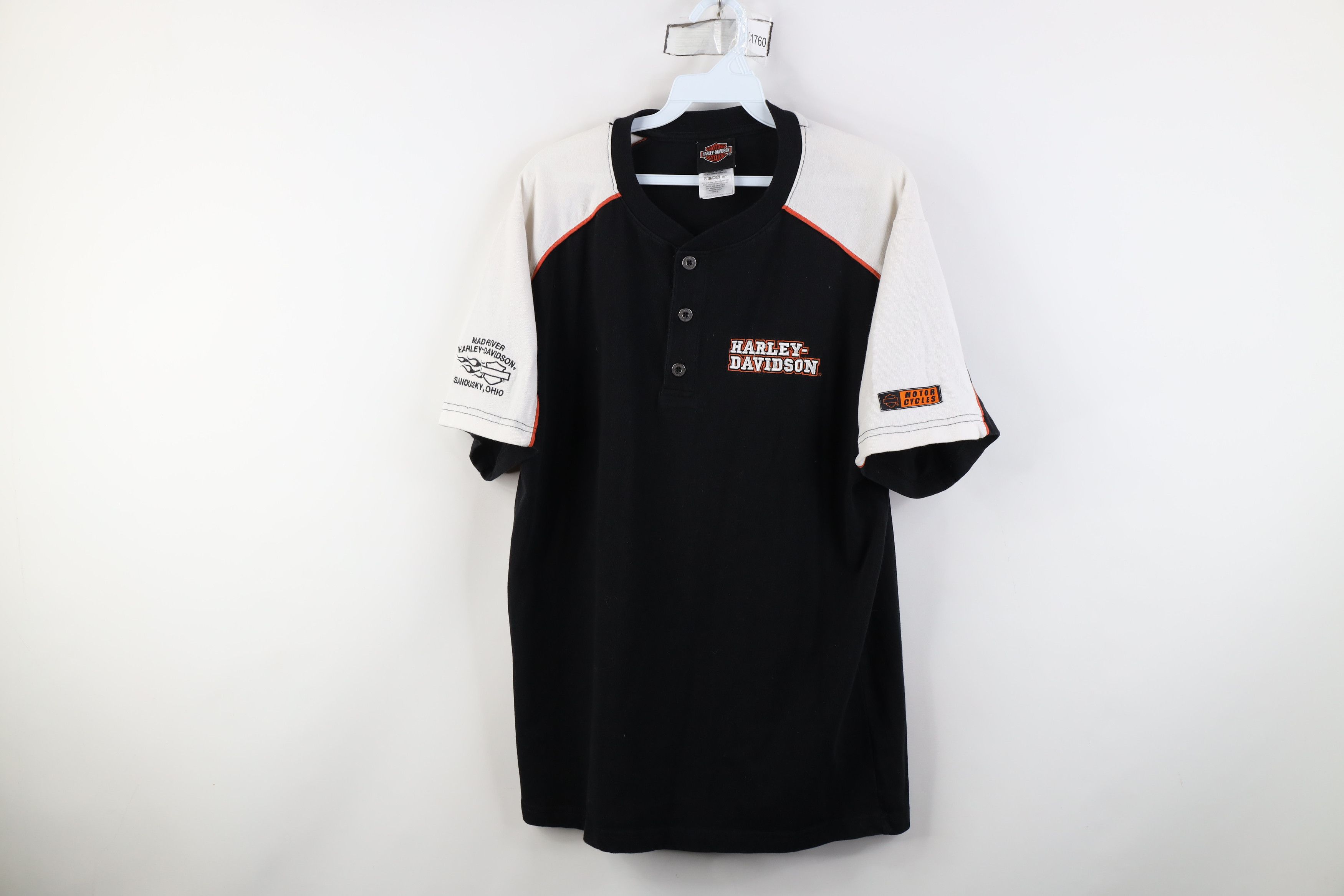 Harley Davidson Vintage Harley Davidson Fire Flames Ribbed Henley T-Shirt Size US L / EU 52-54 / 3 - 1 Thumbnail