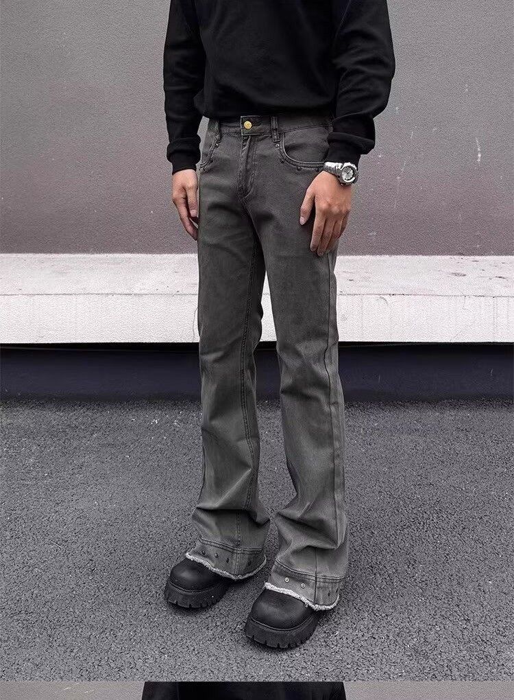 Japanese Brand Gray Flared Jeans, Stacked Jeans Size US 32 / EU 48 - 3 Thumbnail