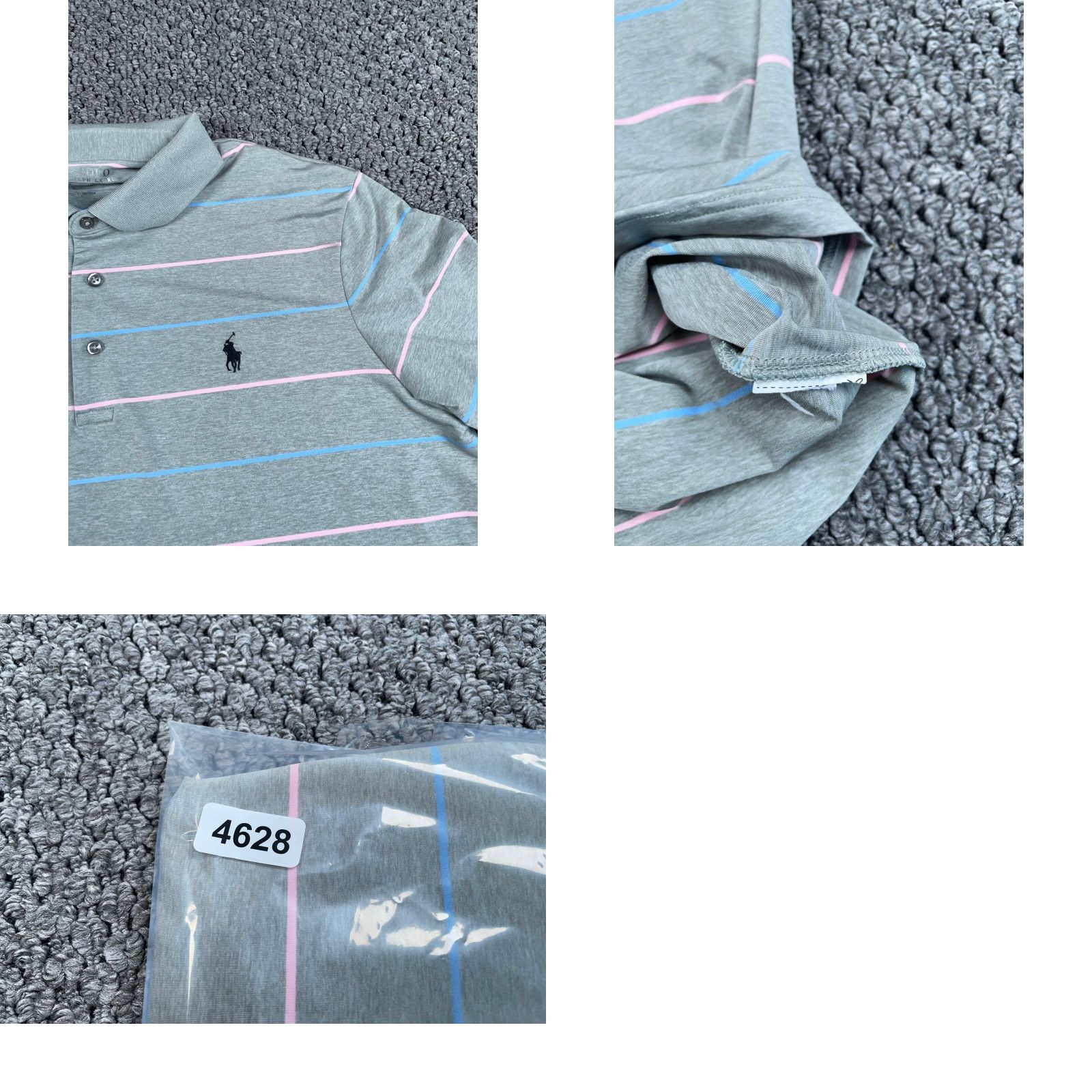 Polo Ralph Lauren Polo Ralph Lauren Performance Shirt Striped Adult Large Gray Pink Lightweight Short Sleeve Polo Mens Size US L / EU 52-54 / 3 - 8 Thumbnail