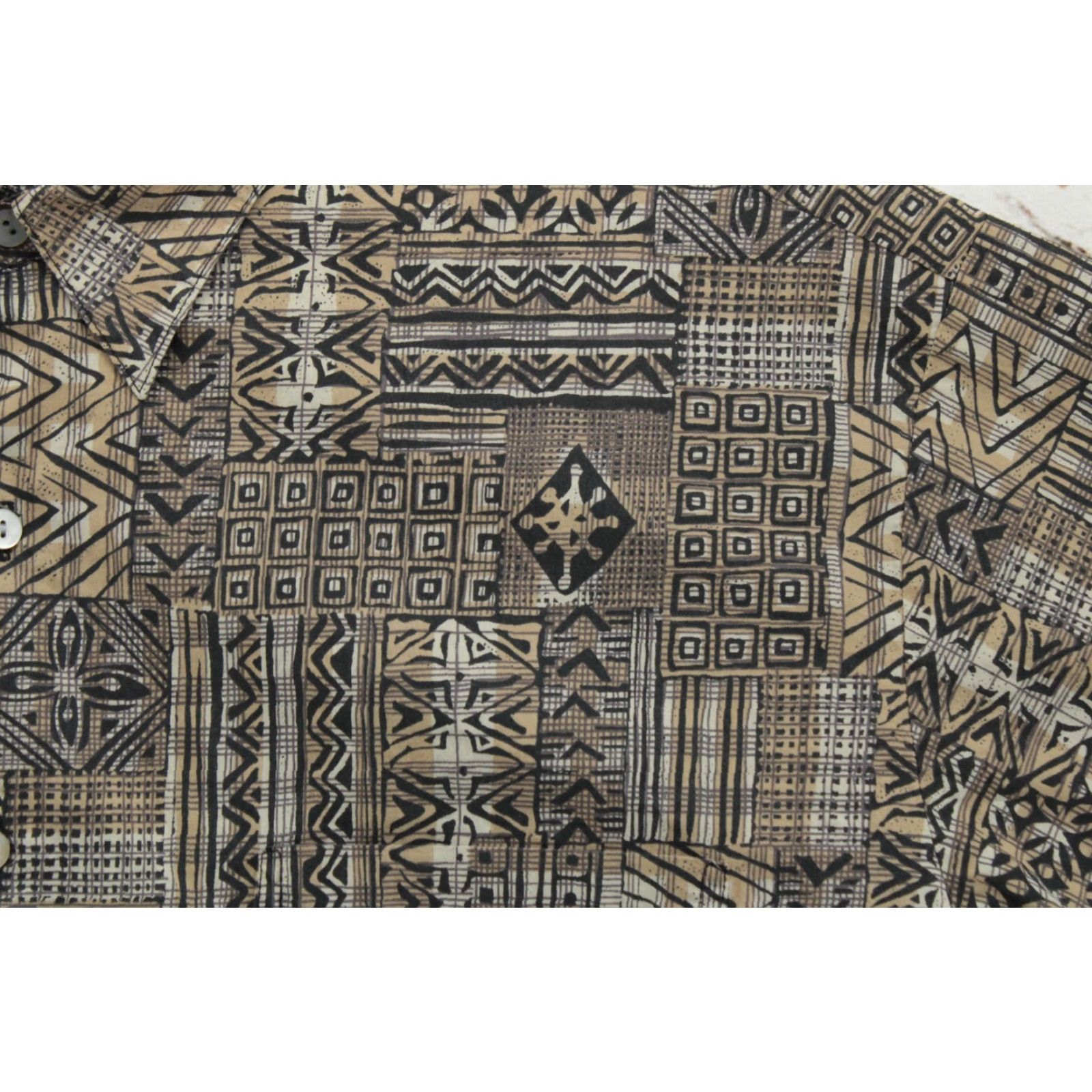 Tori Richard Tori Richard Shirt Men's XL Brown Geometric Hawaiian Luau Short Sleeve Button-Up USA Size US XL / EU 56 / 4 - 2 Thumbnail