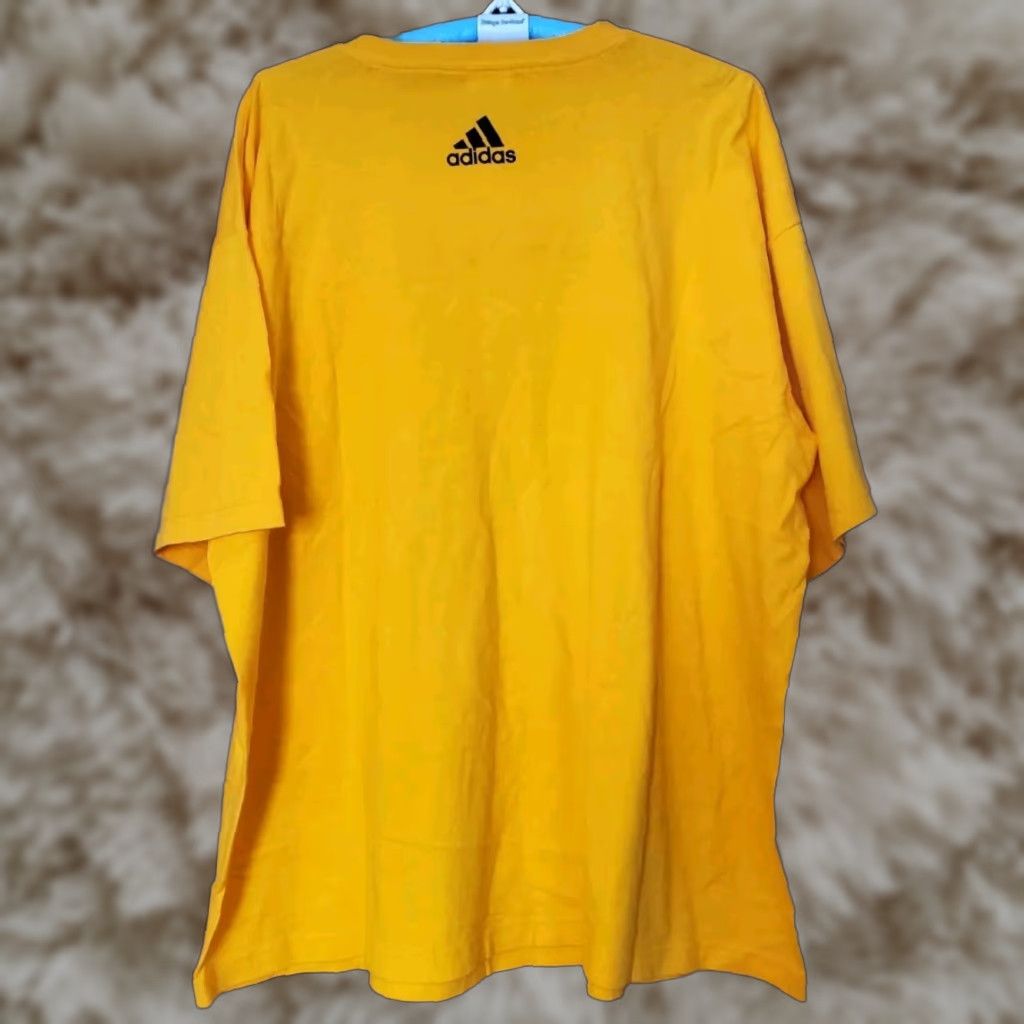 VINTAGE Adidas T-Shirt Yellow 2XL Big & Tall Mens Y2K 1998 2000 No Tag New 2XLT Measurements Please check