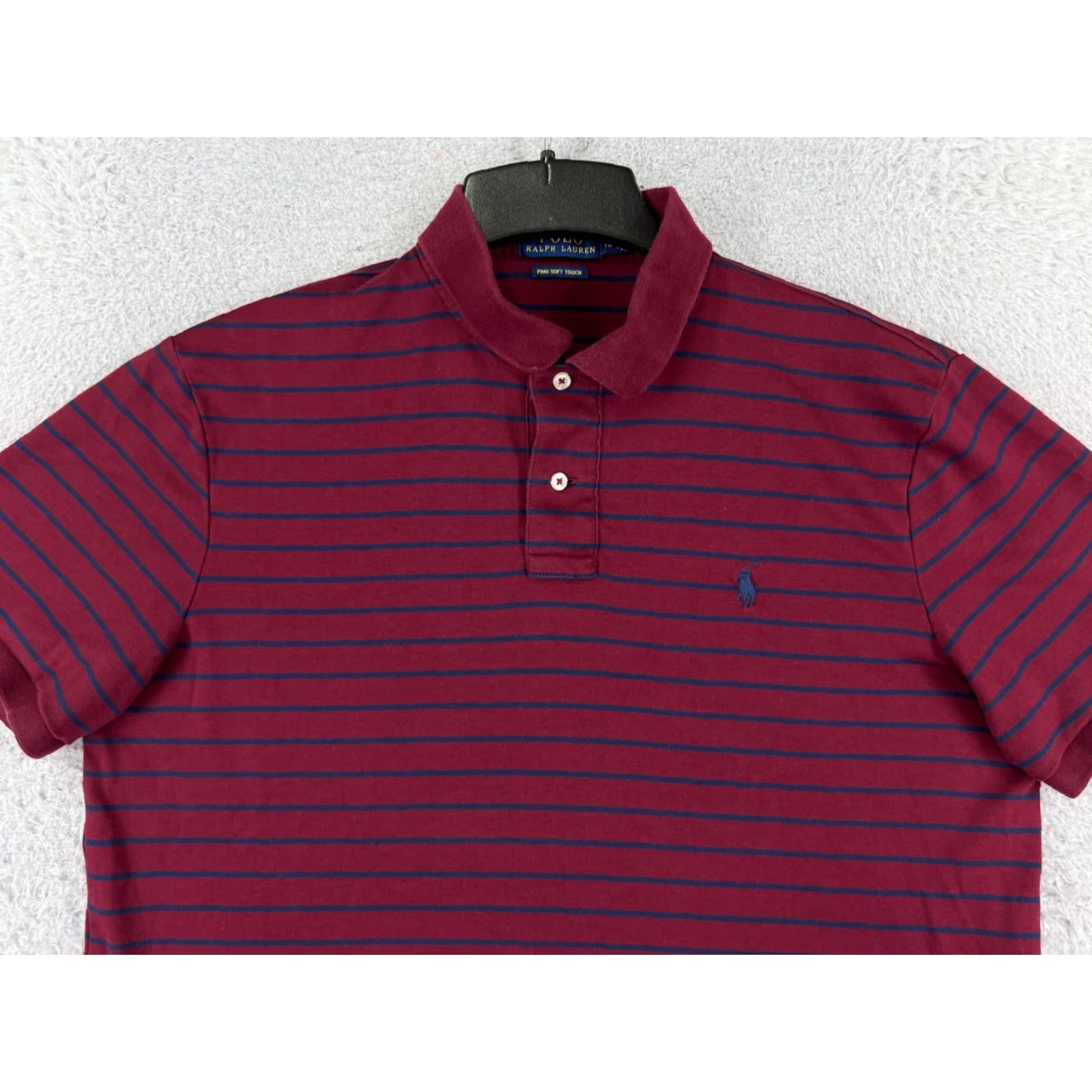 Polo Ralph Lauren Polo Ralph Lauren Shirt Men Large Red Stripe Pima Soft Touch Jersey READ Size US L / EU 52-54 / 3 - 7 Thumbnail