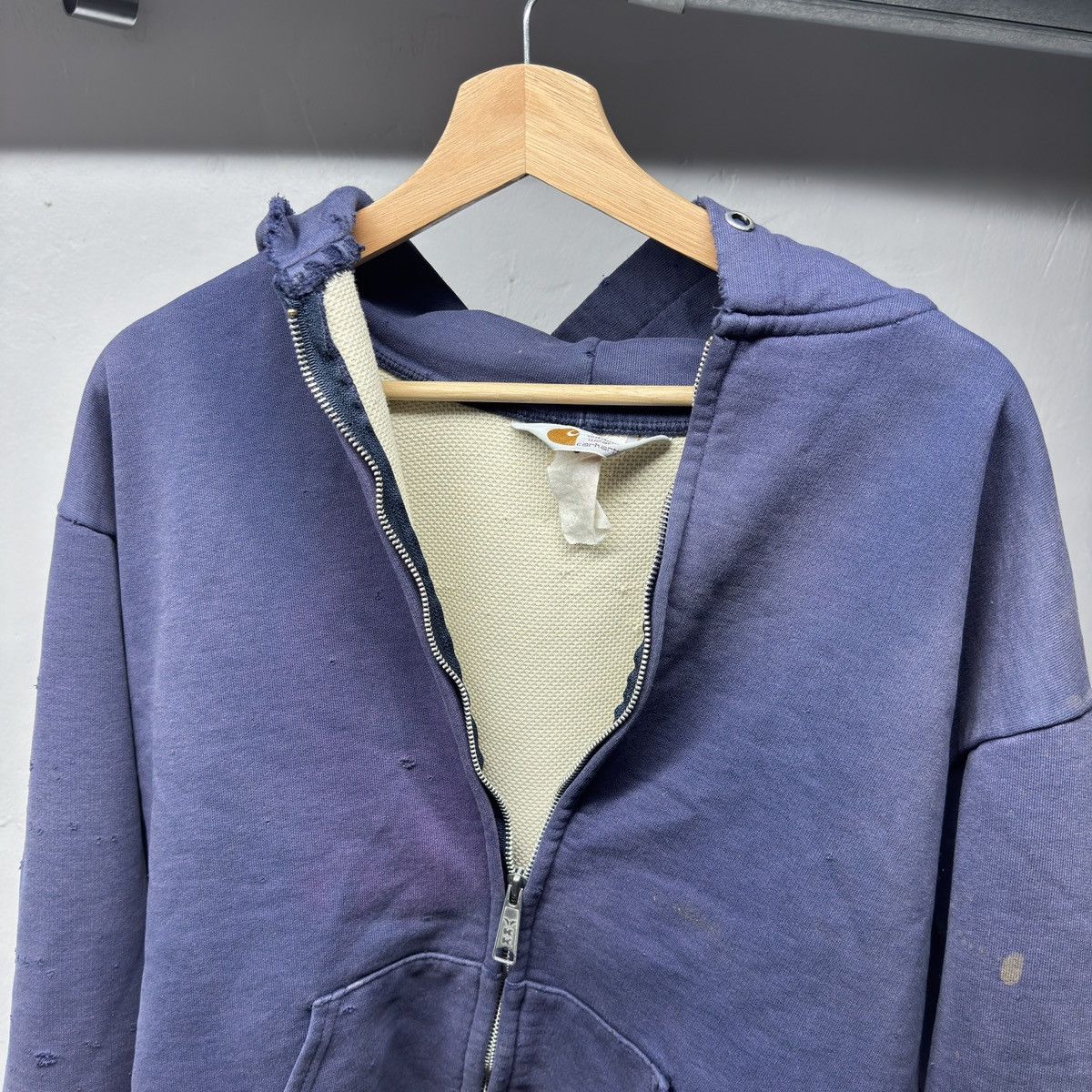 Carhartt 90s Carhartt Faded Distressed Thermal Lined Zip Hoodie Size US XL / EU 56 / 4 - 6 Thumbnail