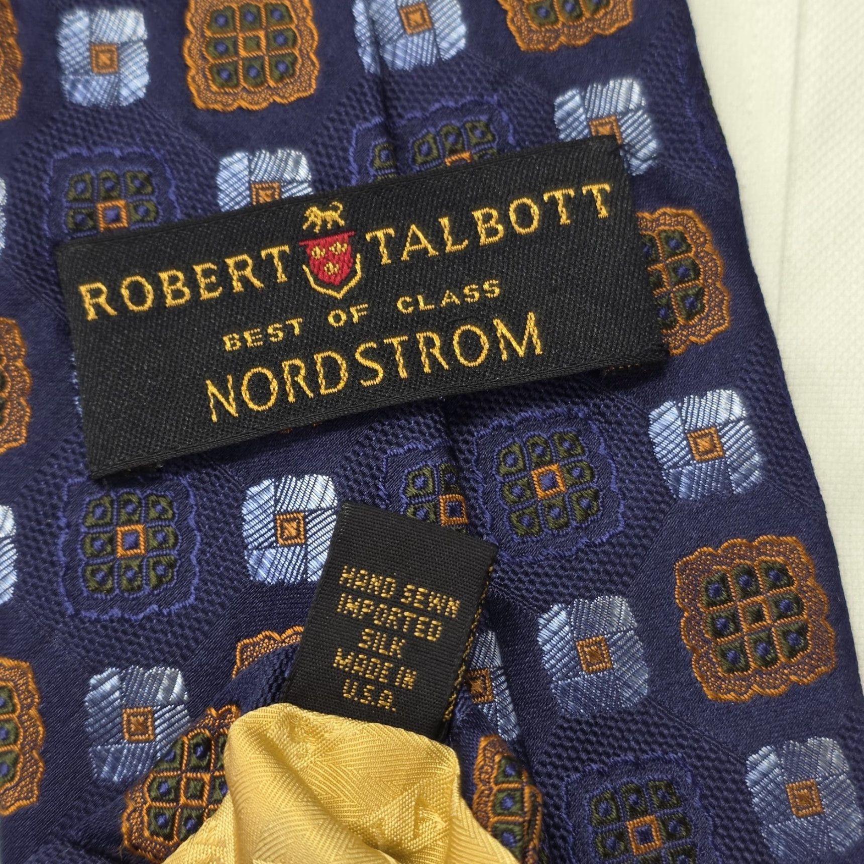 Robert Talbott VINTAGE Robert Talbott Necktie Blue Geometric Silk Designer Preppy Best of Class USA Tie Mens Size ONE SIZE - 5 Thumbnail