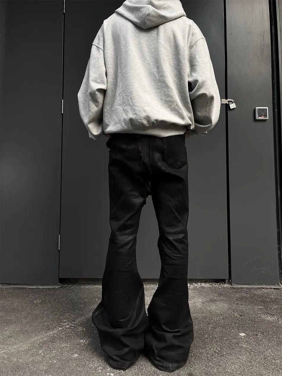 Jean Black Stacked Flare Waxed Denim Jeans Size US 30 / EU 46 - 7 Thumbnail