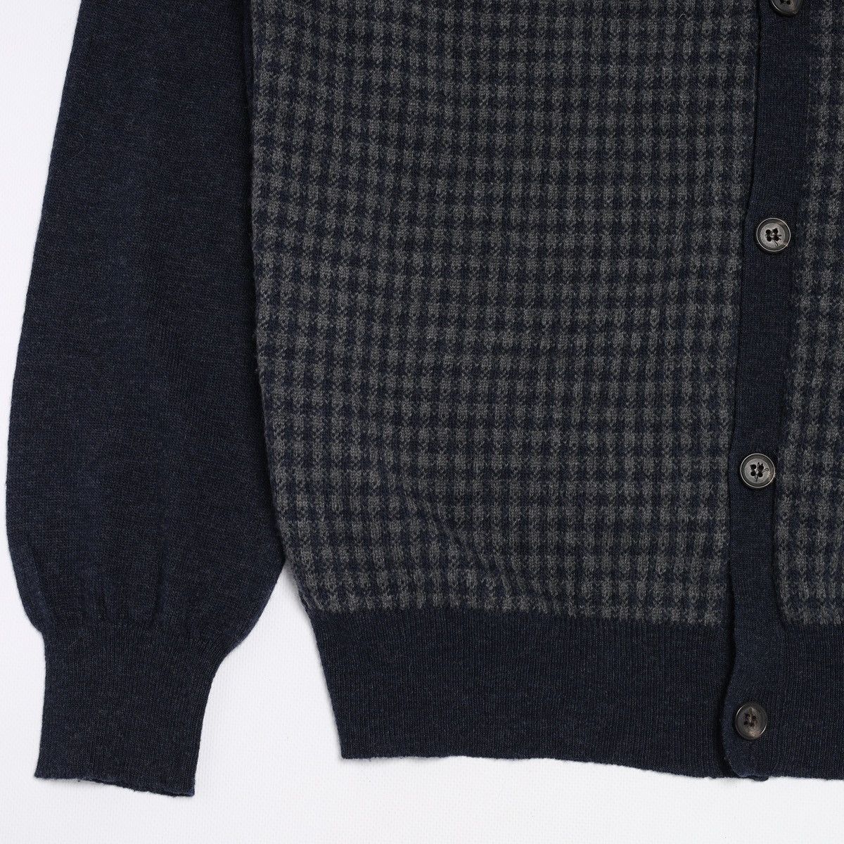 Isaia Isaia Napoli Wool Cashmere Plaid Check Navy Cardigan Sweater Size US XL / EU 56 / 4 - 3 Thumbnail
