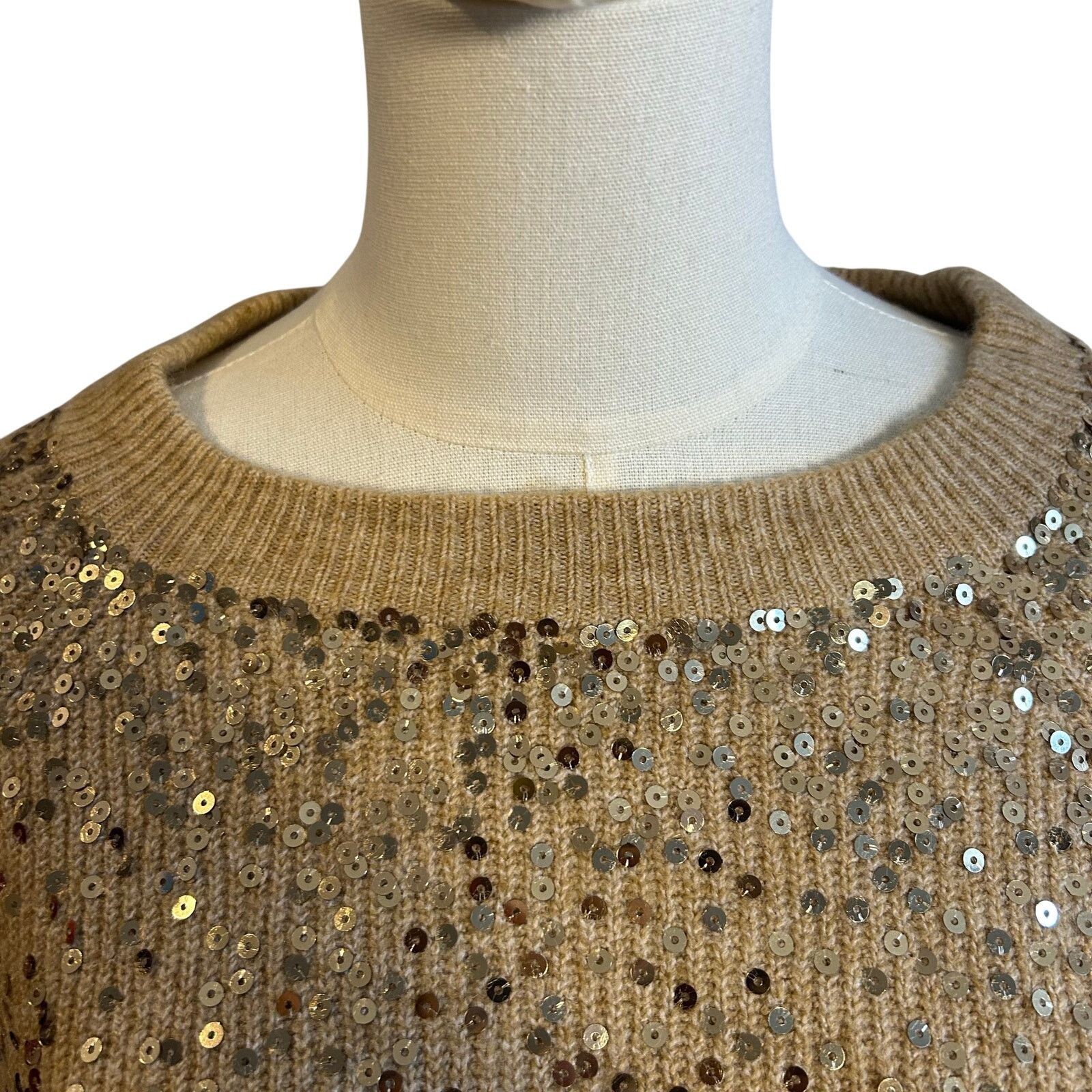 Vince Camuto Vince Camuto Sequin Raglan Pullover Sweater NWT Camel L Size L / US 10 / IT 46 - 8 Thumbnail