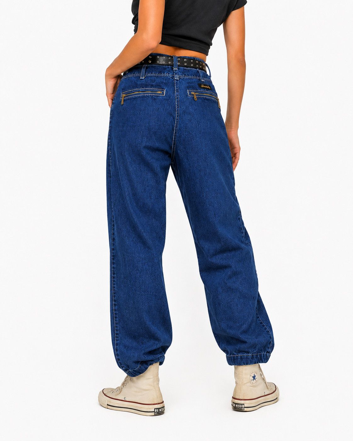 Vintage Vintage 80s "Fancy Ass" Multi-Zipper Tapered Barrel Jeans Size 32" / US 10 / IT 46 - 2 Thumbnail