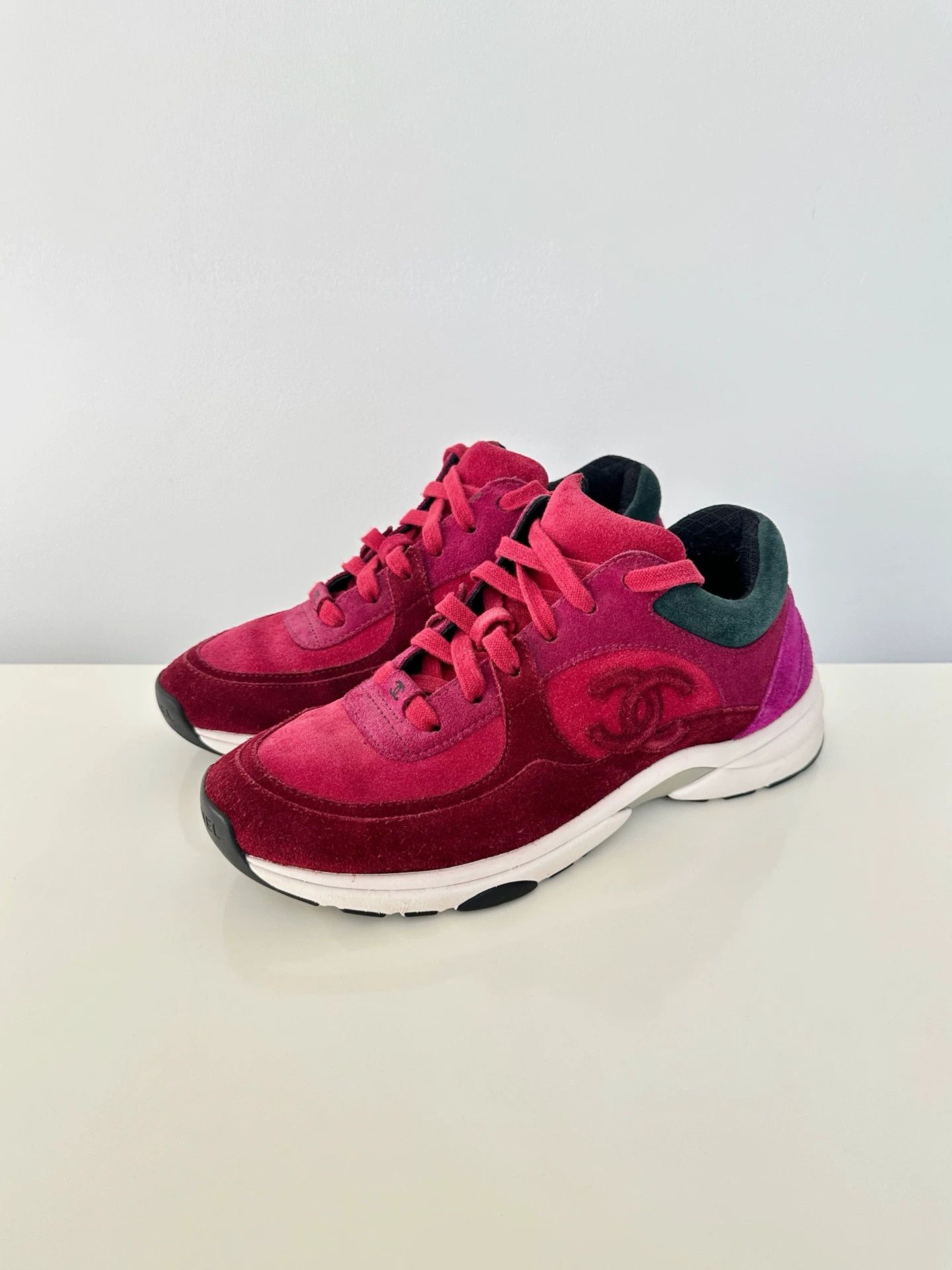 Chanel CHANEL round-toe lace-up low-top wmn burgundy Size US 5 / IT 35 - 1 Thumbnail