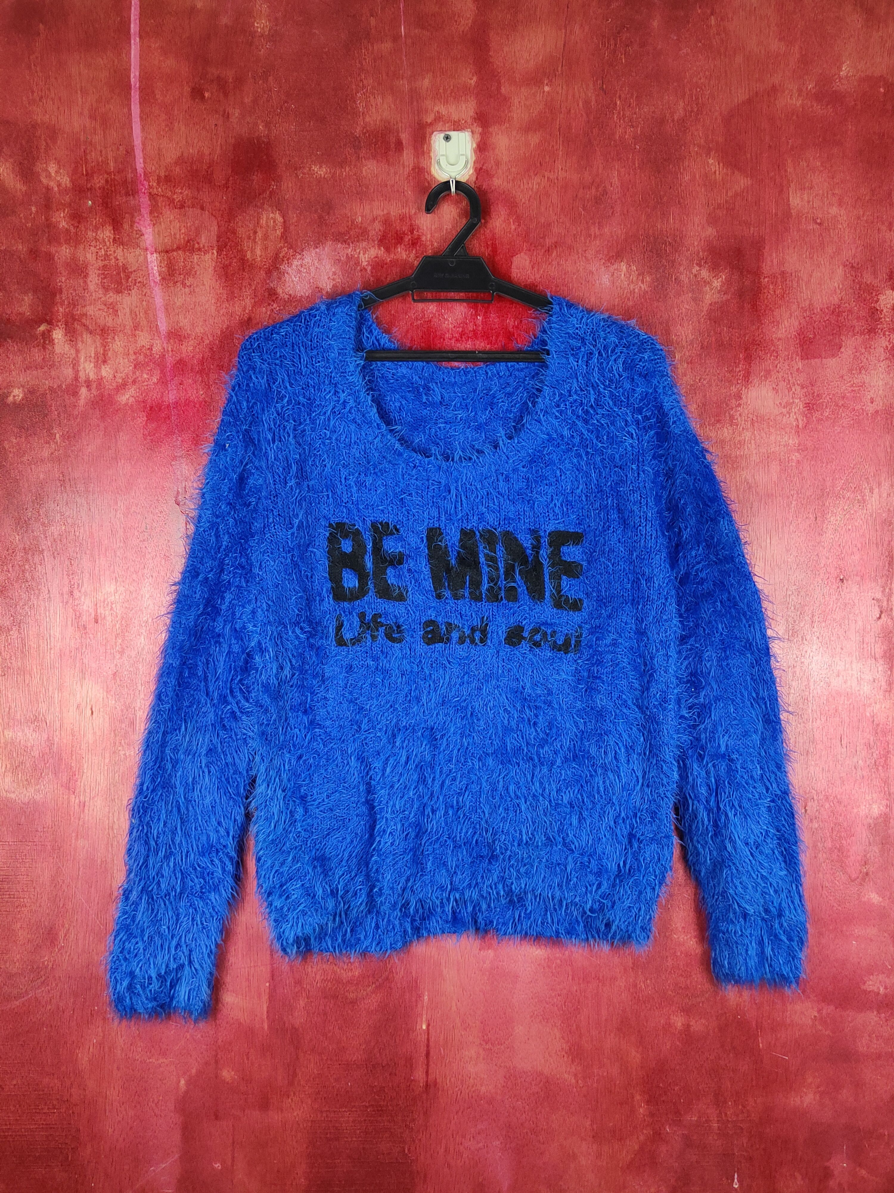 image of Homespun Knitwear x Vintage Avail Jean Blue Shag Shaggy Fur Mohair Knitwear S1951, Women's (Size Me