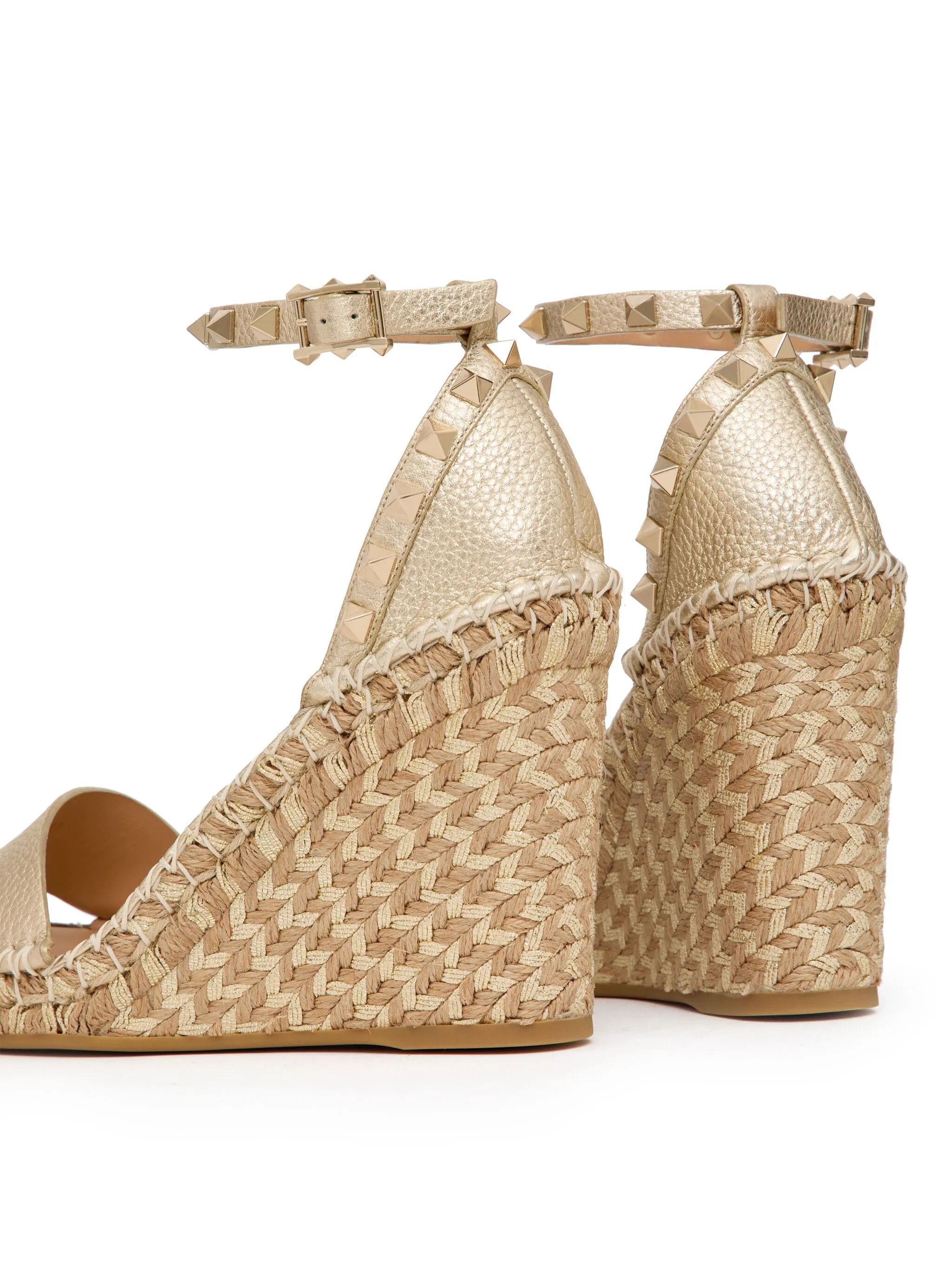 Valentino os11x0126 Rocksted Espadrilles Wedge Sandals in Gold Size US 7 / IT 37 - 6 Thumbnail
