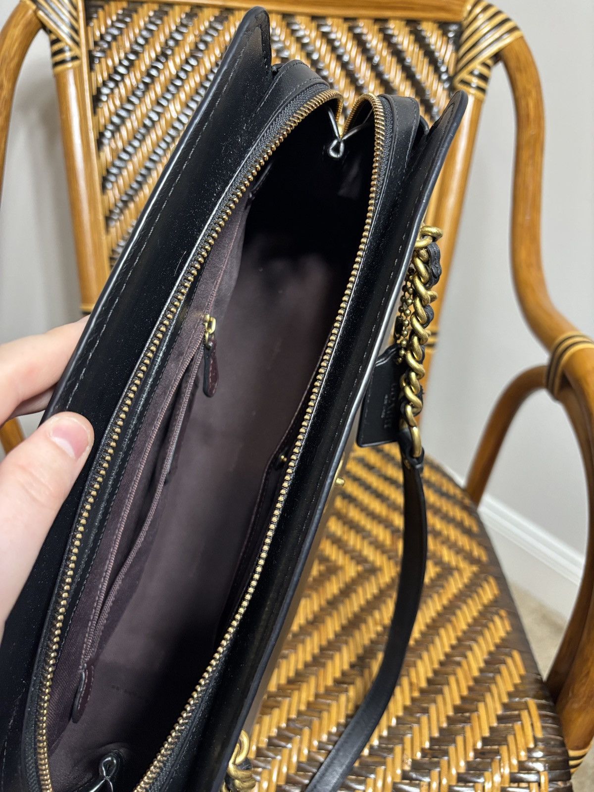 Coach Coach Parker Carryall Black Leather Turnlock Bag Size ONE SIZE - 7 Thumbnail