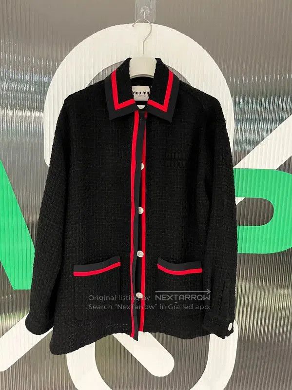 Miu Miu Miu Miu Black Striped Cotton Cardigan for Women . Size S / US 4 / IT 40 - 1 Thumbnail
