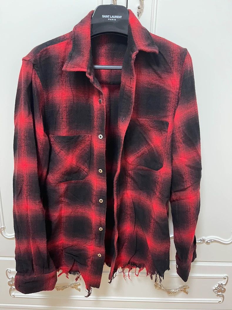 Amiri Amiri Destroying tassel black and red plaid shirt 2501-Next Size US S / EU 44-46 / 1 - 1 Thumbnail