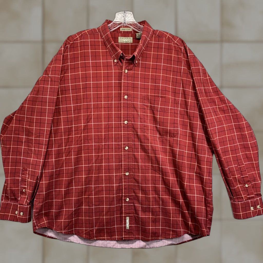 Vintage Natural Issue Men's Wrinkle-Free Plaid Button-Down Shirt 2XL Red Outdoor Classic Size US XXL / EU 58 / 5 - 1 Thumbnail