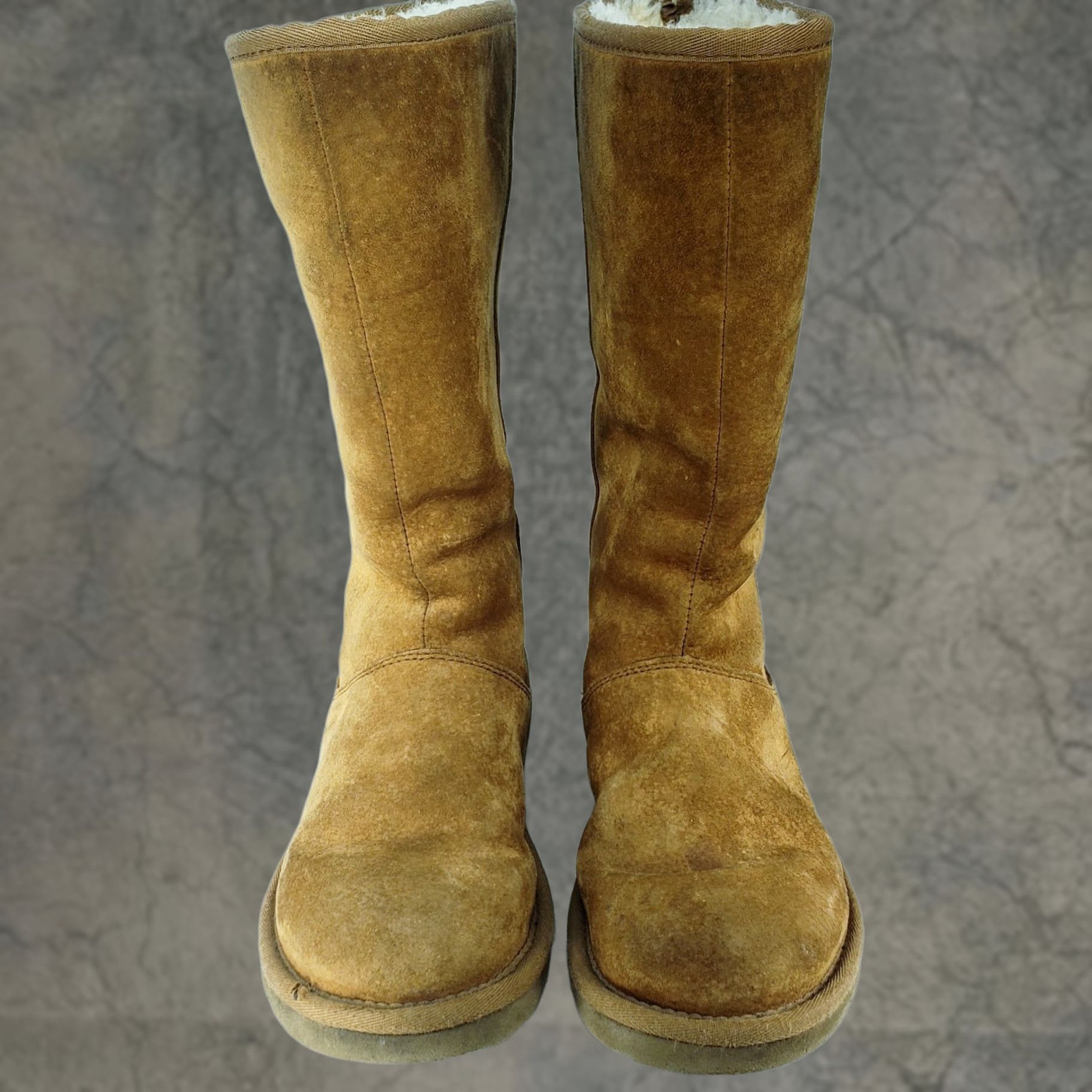 Ugg VINTAGE UGG Kenly 1890w Boots Women Suede Sheepskin Chestnut 8 Mid-Calf Zip Back Sherpa Lining Brown Shoes Leather/Footwear Womens Boots Size US 9 / IT 39 - 1 Thumbnail