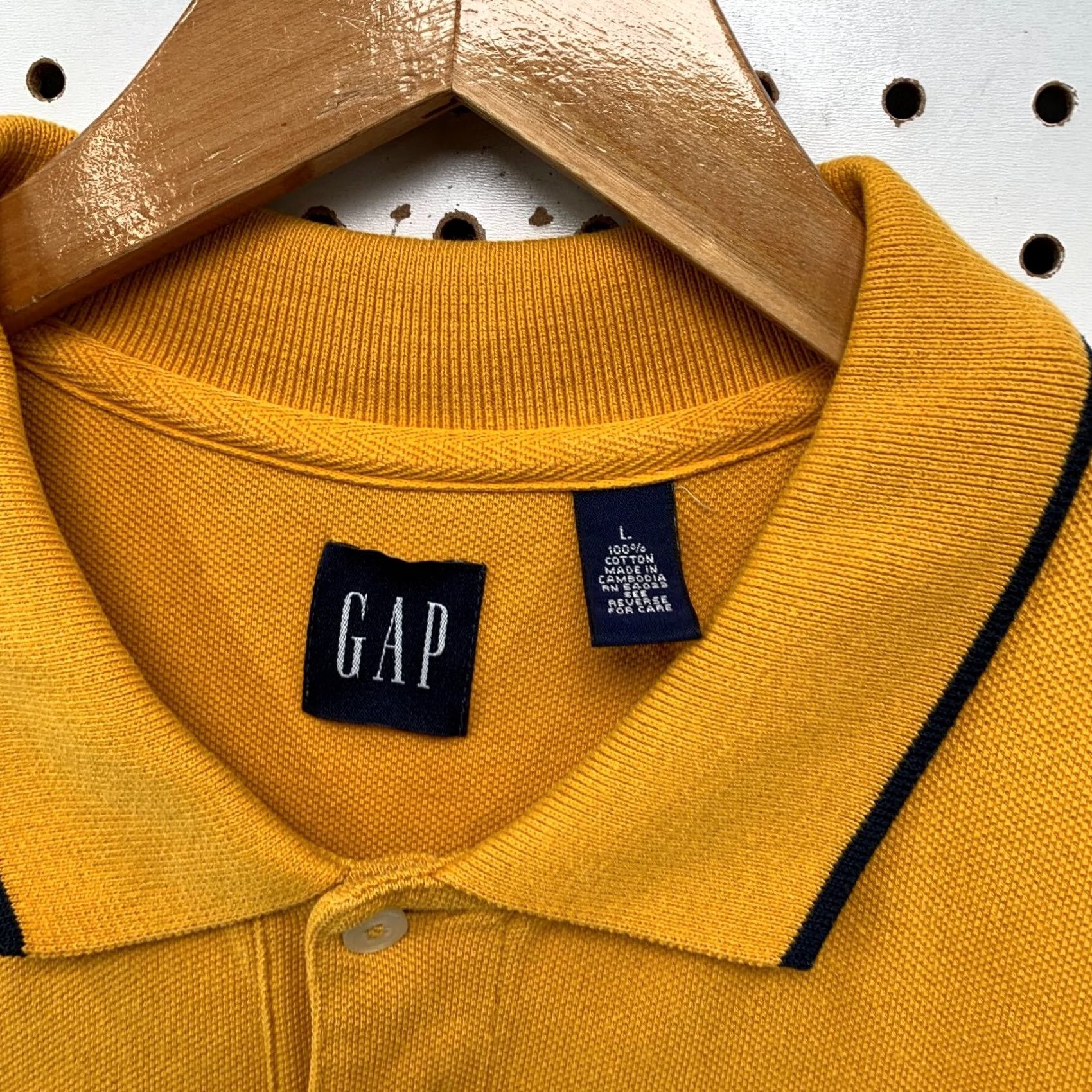 Gap GAP Polo Shirt Mens L Mustard Yellow Striped 90s Vintage Cap Collared Short Sleeve Polo Mens Size US L / EU 52-54 / 3 - 2 Thumbnail