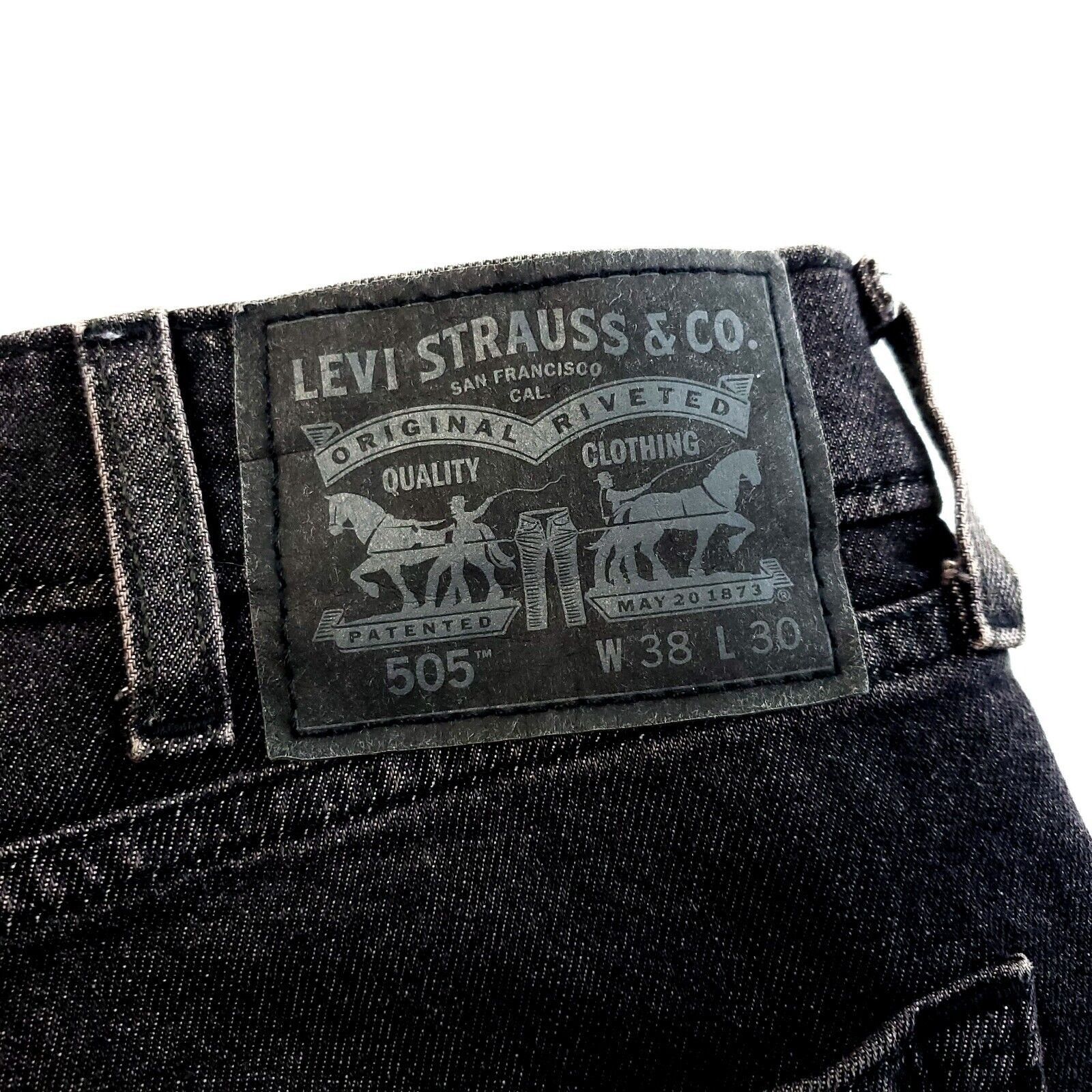Levi's Levi's 505 Regular Fit Black Whiskers Stone Wash Denim Jeans Size US 40 / EU 56 - 3 Thumbnail